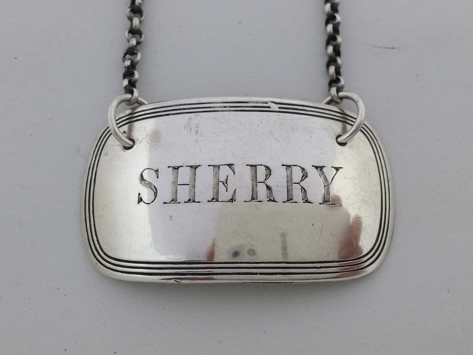 Victorian 1867 Sterling Silver Sherry Decanter Wine Label Hallmarked Sheffield (1 of 7)