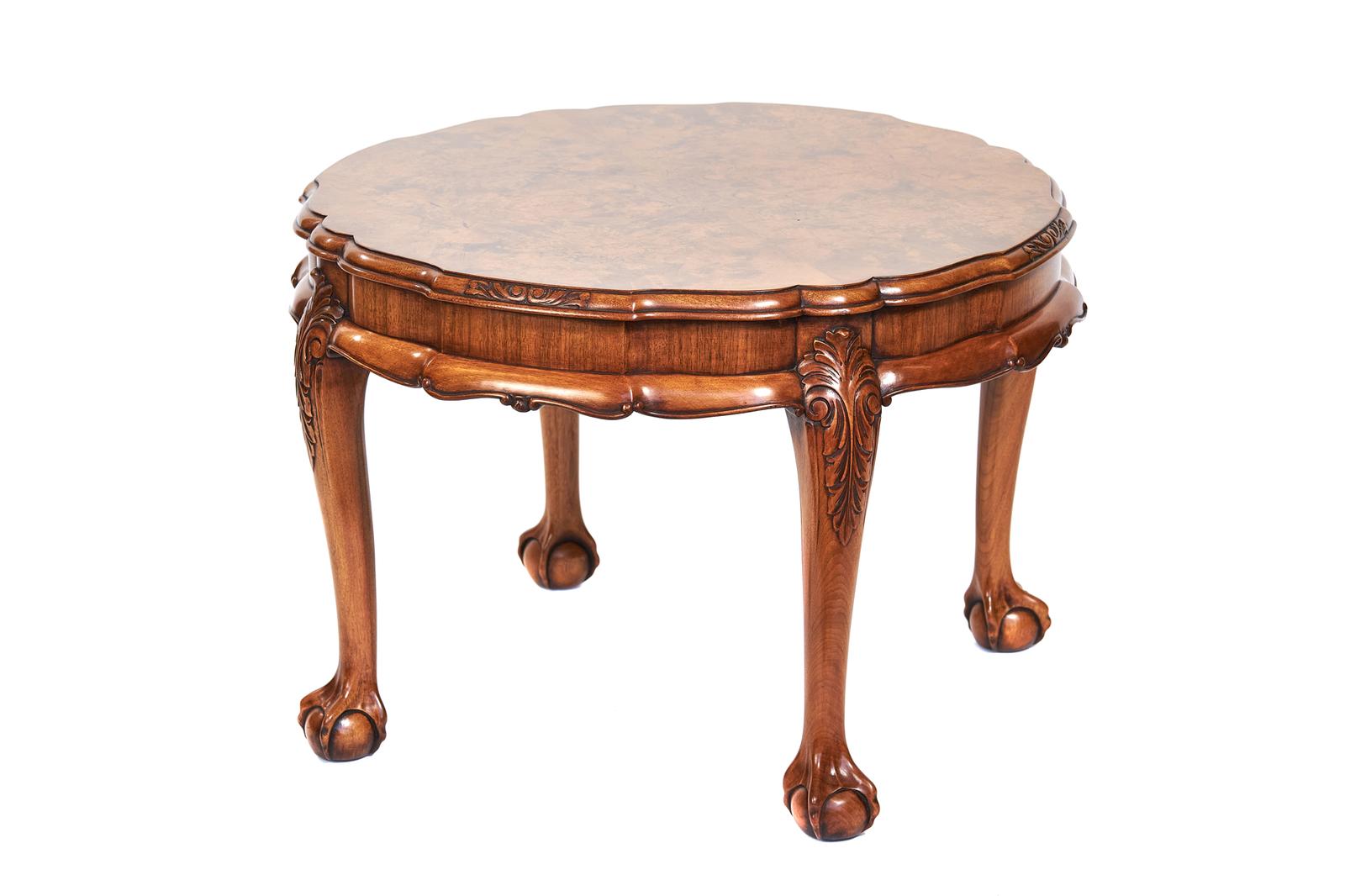 Fine Burr Walnut & Carved Coffee Table (1 of 4) Fine Burr Walnut & Carved Coffee Table (1 of 4)