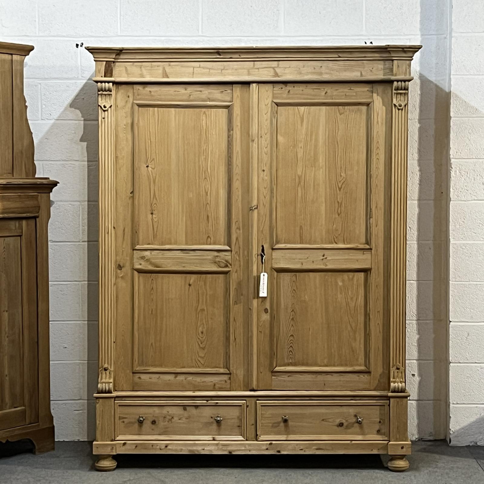 Very Large Antique Pine Double Wardrobe With Bottom Drawers (Dismantles) (1 of 10) Very Large Antique Pine Double Wardrobe With Bottom Drawers (Dismantles) (1 of 10)