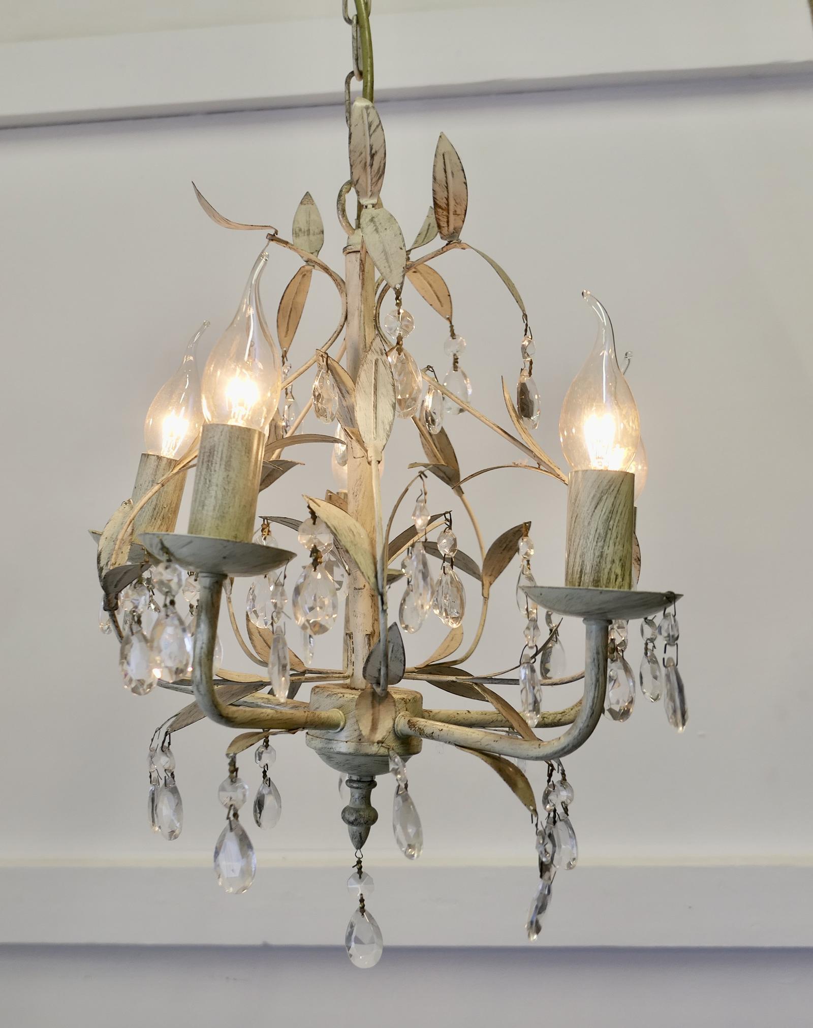 White Toleware Open Basket Ceiling Chandelier (1 of 3)