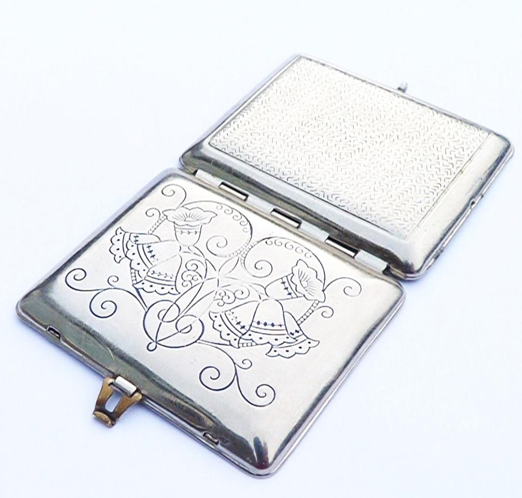 Small Art Deco Antique Compact Mirror (1 of 6)