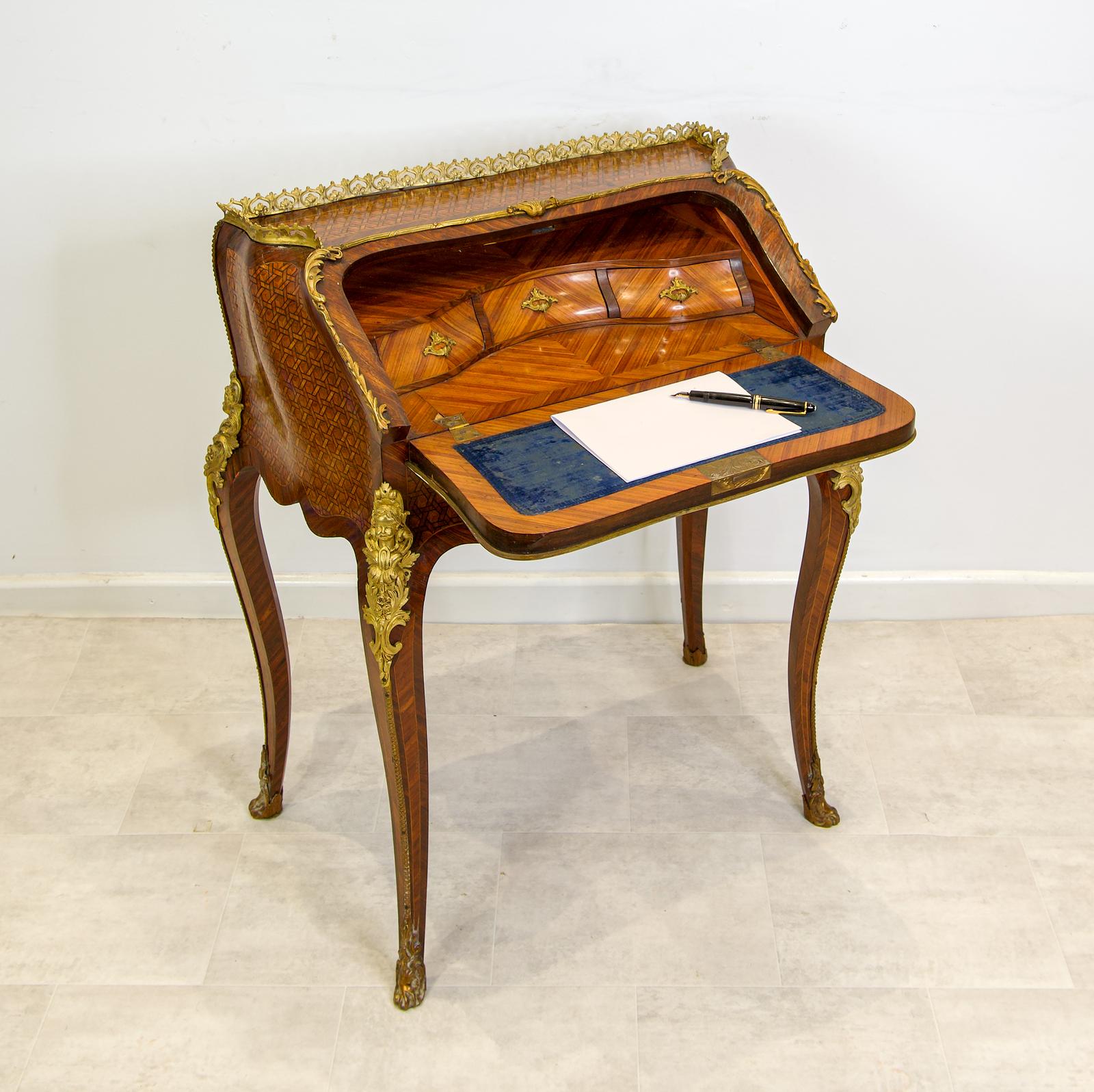 Antique French Kingwood Ormolu Bureau / Writing Desk c.1900 (1 of 6)