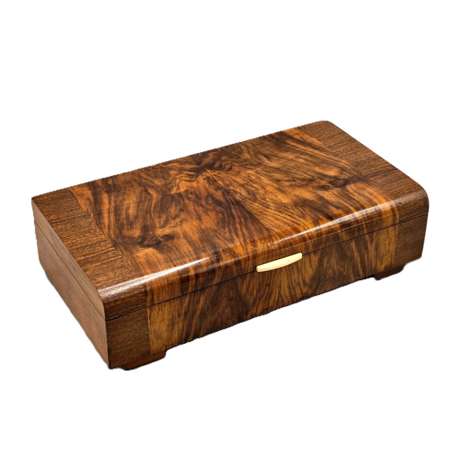 Art Deco Figured Walnut Jewellery / Trinket Box (1 of 8)