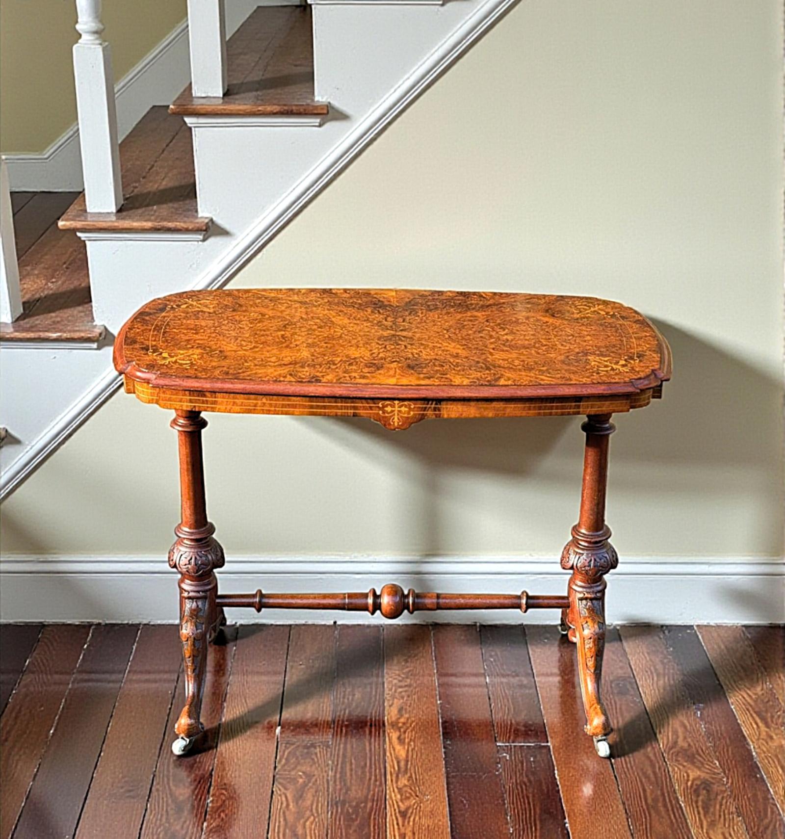 Antique Victorian Inlaid Walnut Free Standing Table (1 of 15)