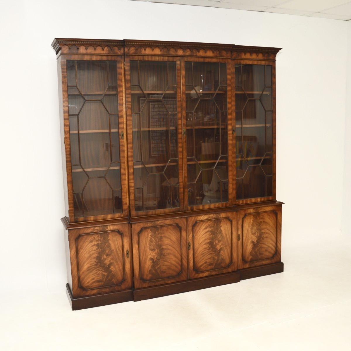 Antique Georgian Style Mahogany Breakfront Bookcase (1 of 10)