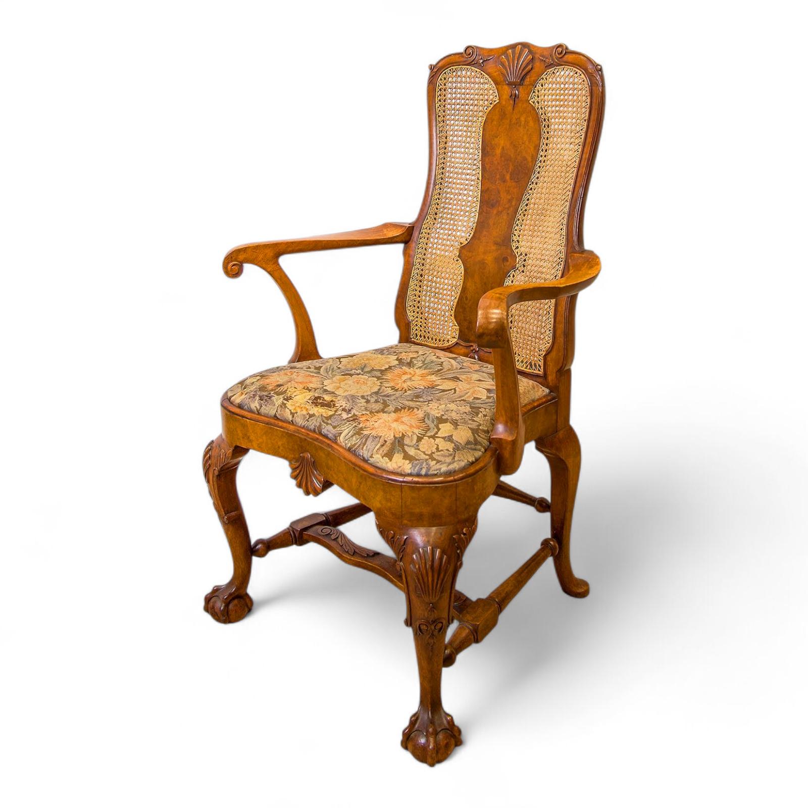 Antique Walnut Queen Anne Style Armchair (1 of 8)