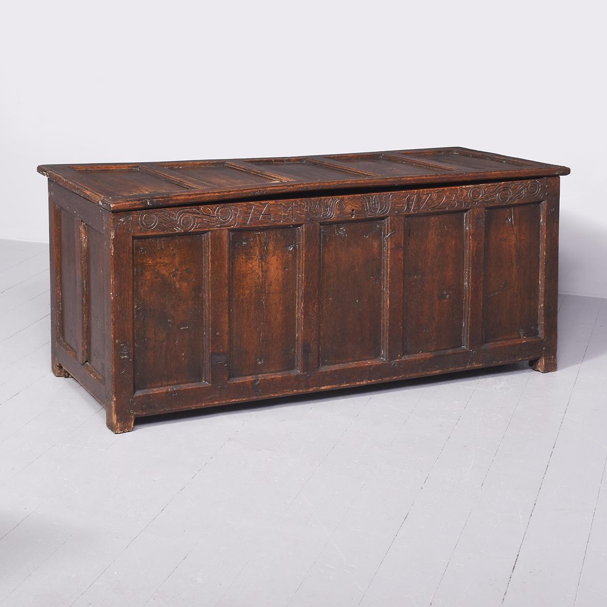 Large George I Panelled Oak Coffer (1 of 13)