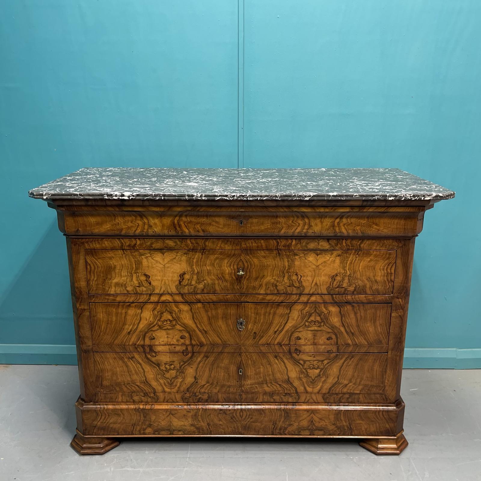 French Burr Walnut & Marble Top Commode (1 of 9) French Burr Walnut & Marble Top Commode (1 of 9)