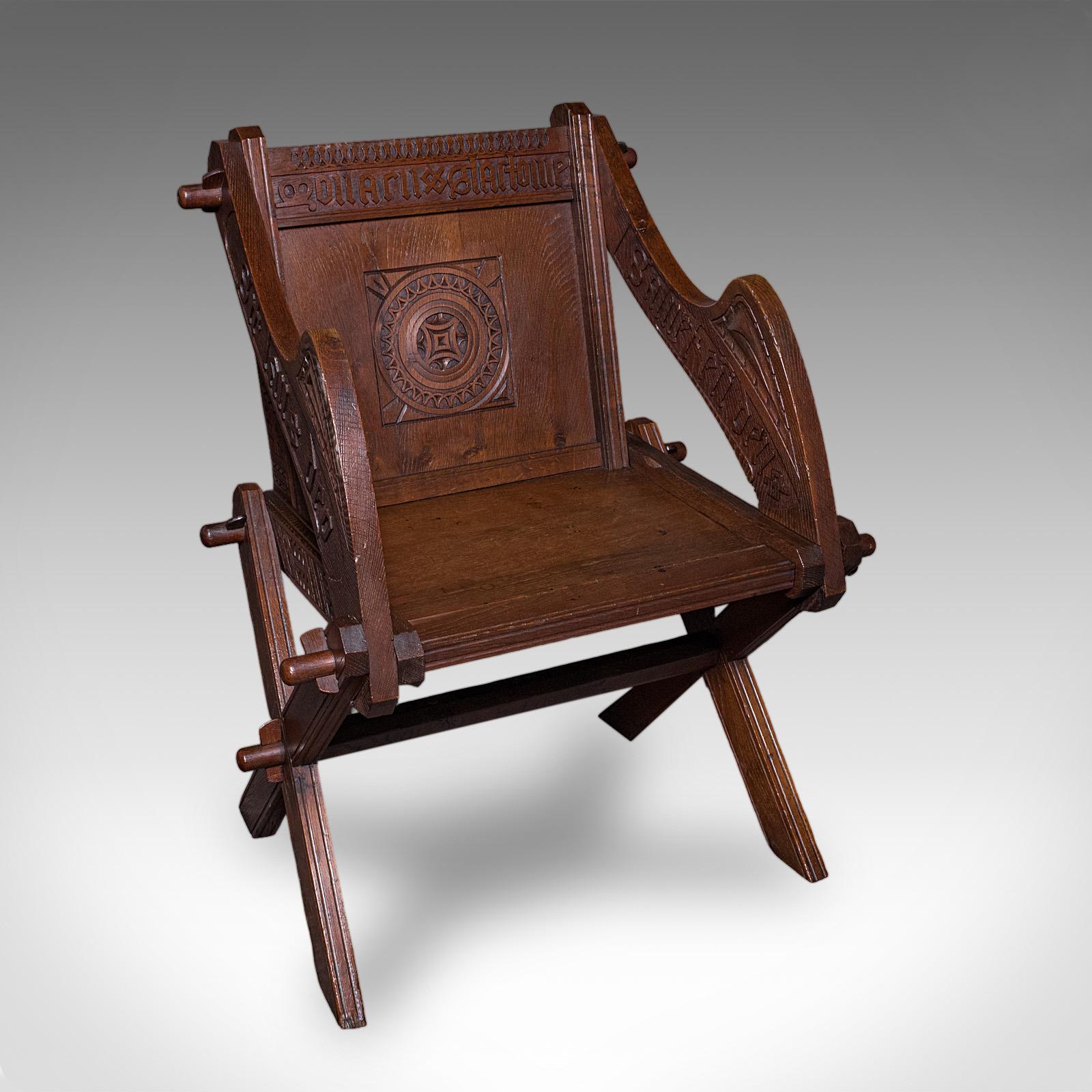 Antique Inscribed Glastonbury Chair, English, Oak, Gothic Armchair, Victorian (1 of 12) Antique Inscribed Glastonbury Chair, English, Oak, Gothic Armchair, Victorian (1 of 12)