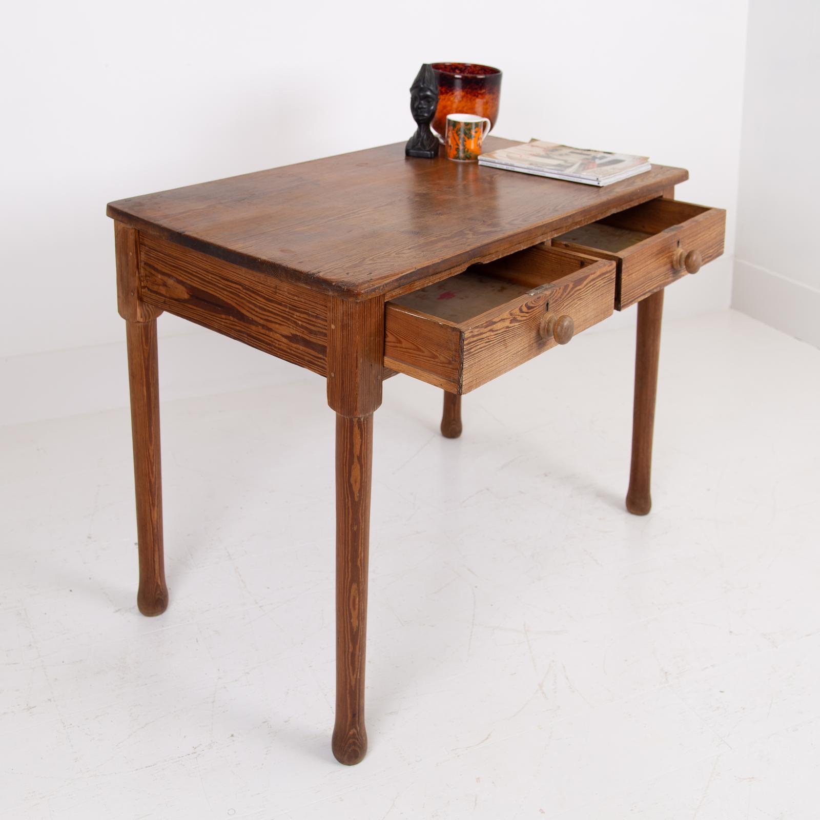 Early 20th Century Pitch Pine 2 Drawer Desk (1 of 11) Early 20th Century Pitch Pine 2 Drawer Desk (1 of 11)