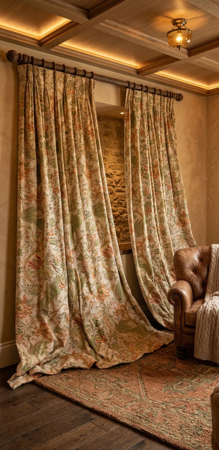 Vintage Luxury Lined Curtains With Peacocks And Flower Designs (1 of 11) Vintage Luxury Lined Curtains With Peacocks And Flower Designs (1 of 11)