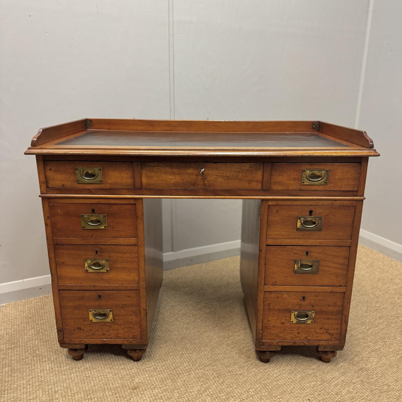 Campaign Mahogany Kneehole Desk (1 of 9) Campaign Mahogany Kneehole Desk (1 of 9)