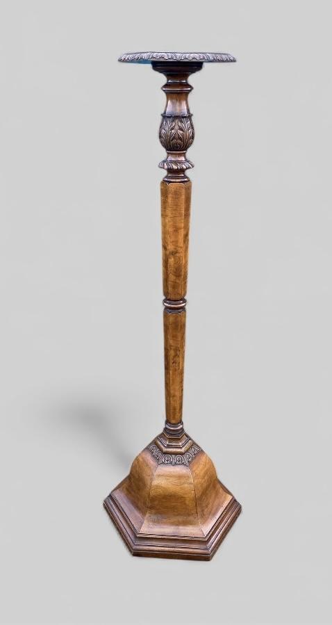 Carved Walnut Pedestal/Plant Stand c.1930 (1 of 11)