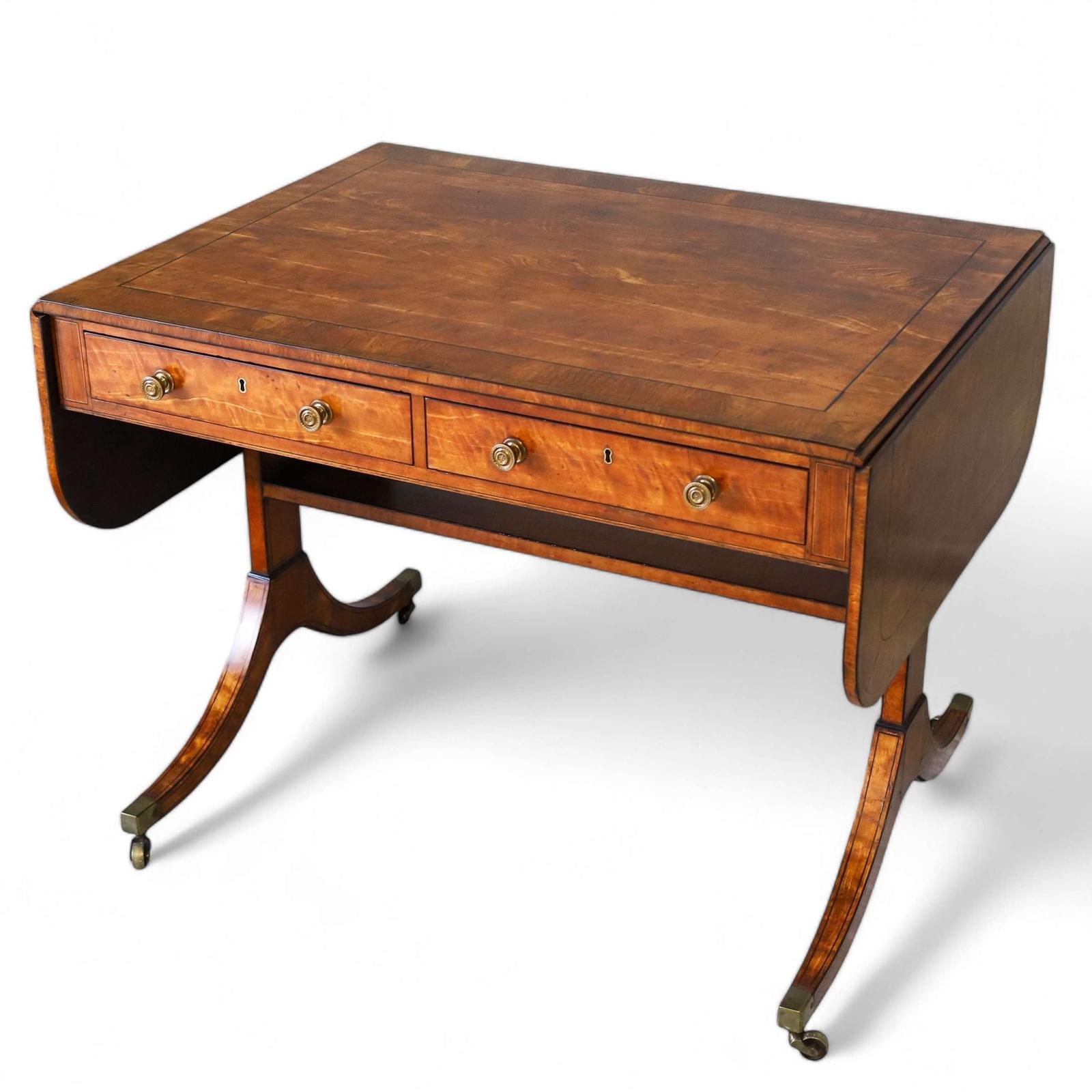 Regency Era circa 1815 Satinwood Sofa Table Ebony Inlay & Kingwood (1 of 14) Regency Era circa 1815 Satinwood Sofa Table Ebony Inlay & Kingwood (1 of 14)