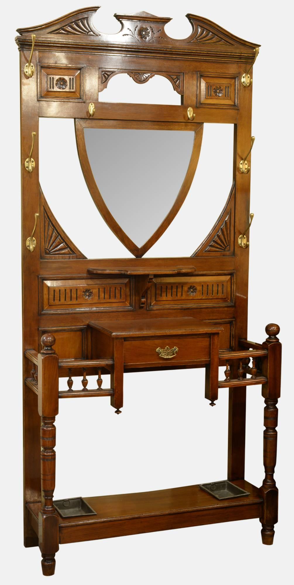 19th Century Oak & Brass Hall Stand (1 of 1) 19th Century Oak & Brass Hall Stand (1 of 1)