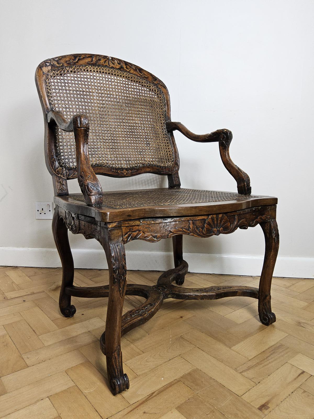 Louis XV Walnut Cane Chair (1 of 12) Louis XV Walnut Cane Chair (1 of 12)
