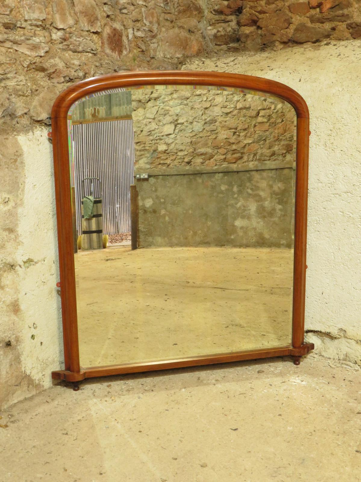 Large Mahogany Arched Victorian Overmantle Mirror with Original Plate (1 of 17)