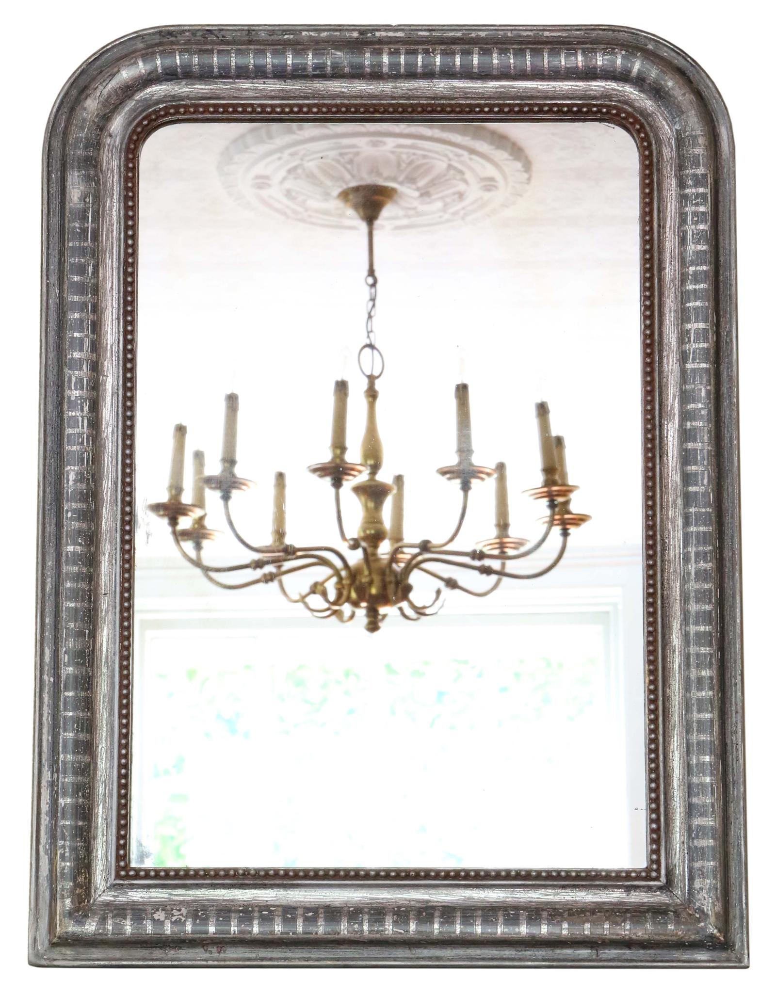 Antique Large 19th Century Silver Gilt Overmantle Wall Mirror – High-Quality Simple Design (1 of 6)