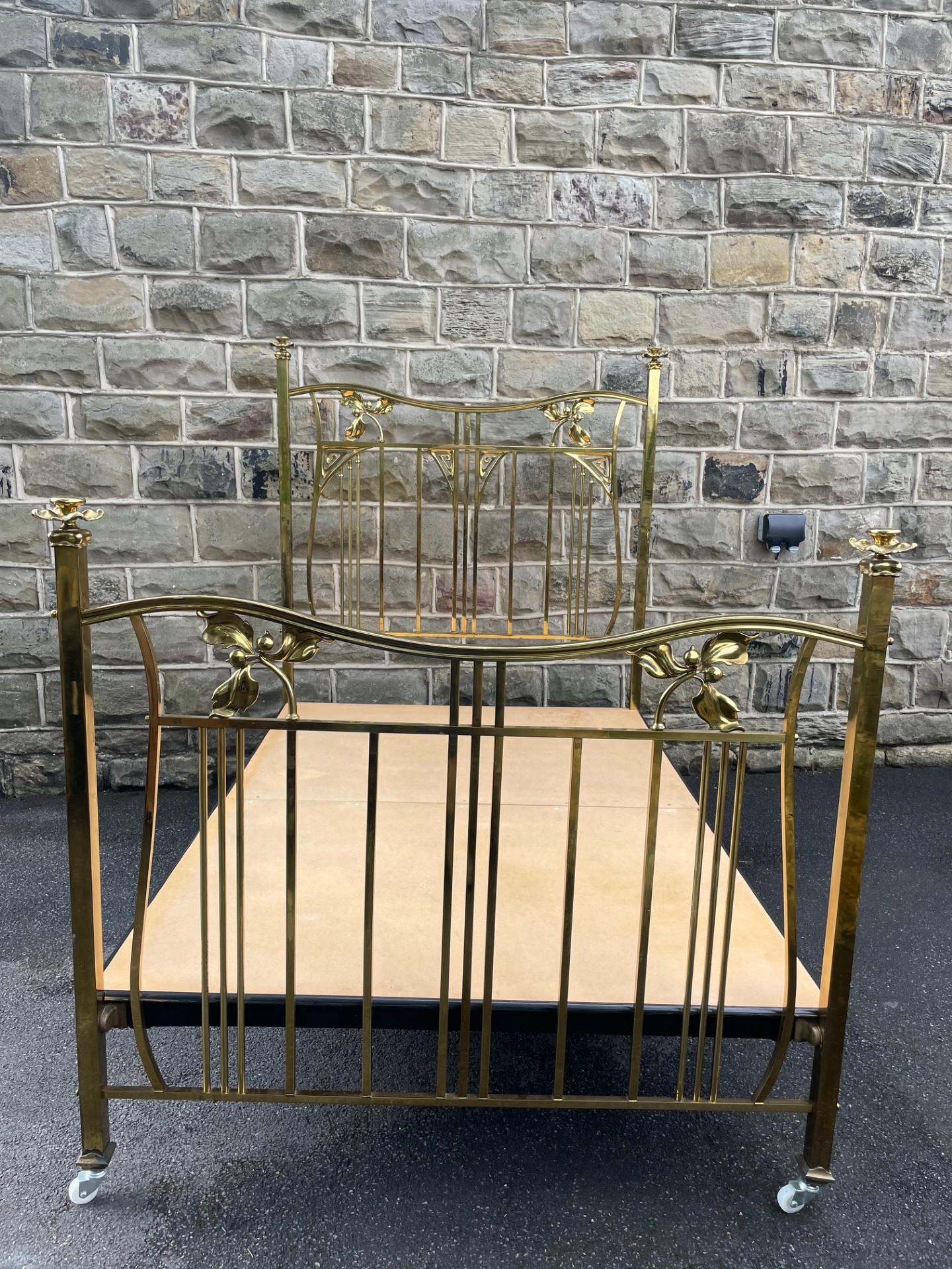 Antique Art Nouveau Brass Double Bed (1 of 14)