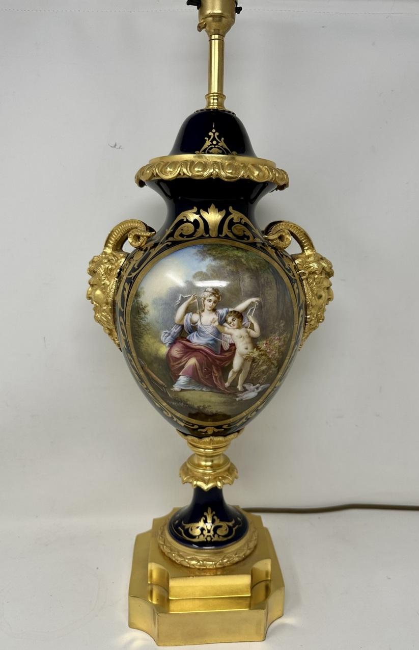French Sèvres Porcelain Watteau Scene Ormolu Cobalt Blue Table Lamp Bronze Satyr (1 of 11) French Sèvres Porcelain Watteau Scene Ormolu Cobalt Blue Table Lamp Bronze Satyr (1 of 11)