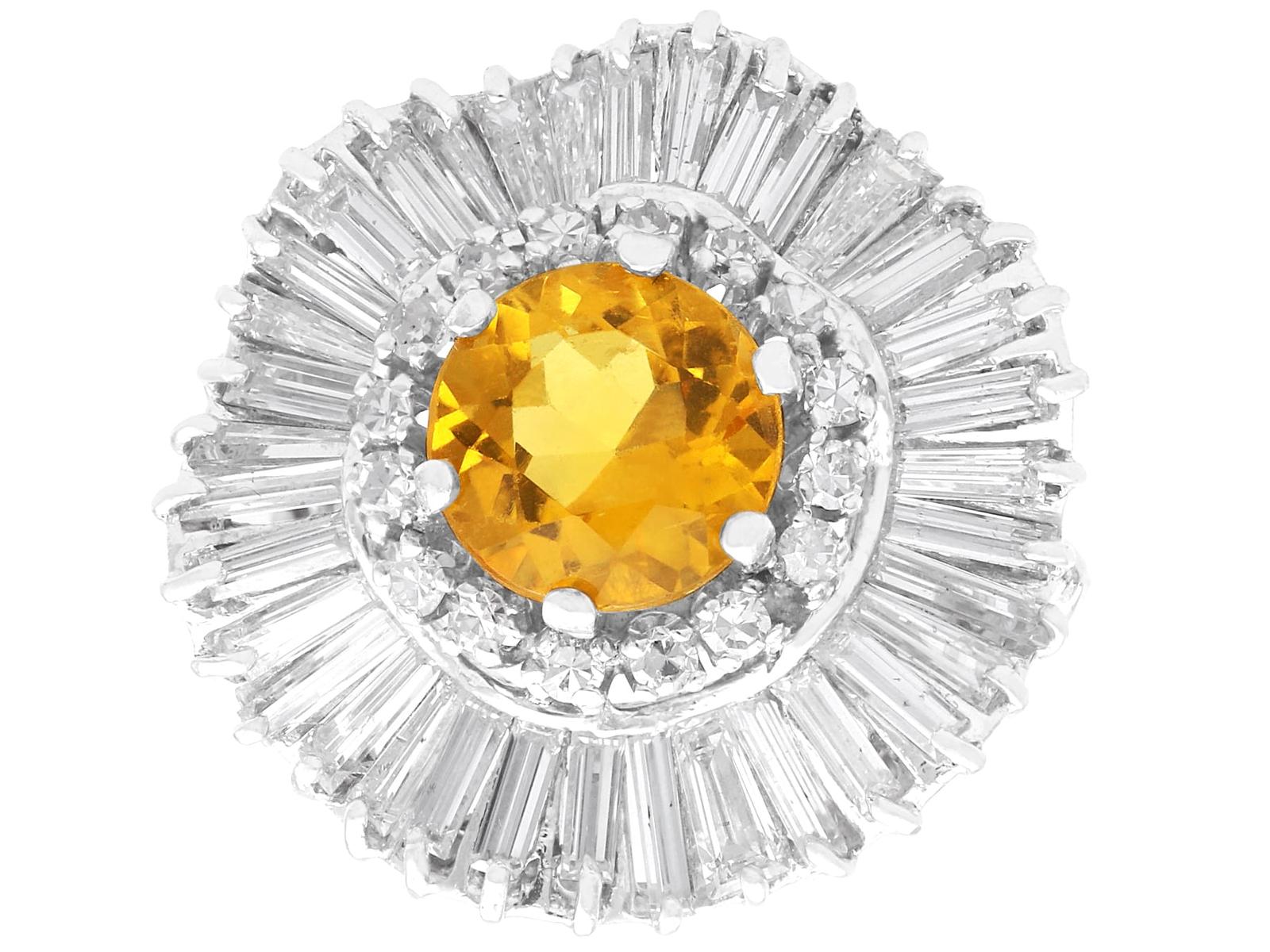 Vintage 1.57ct Heliodor & 3.20ct Diamond, Platinum Ballerina Ring c.1960 (1 of 11)