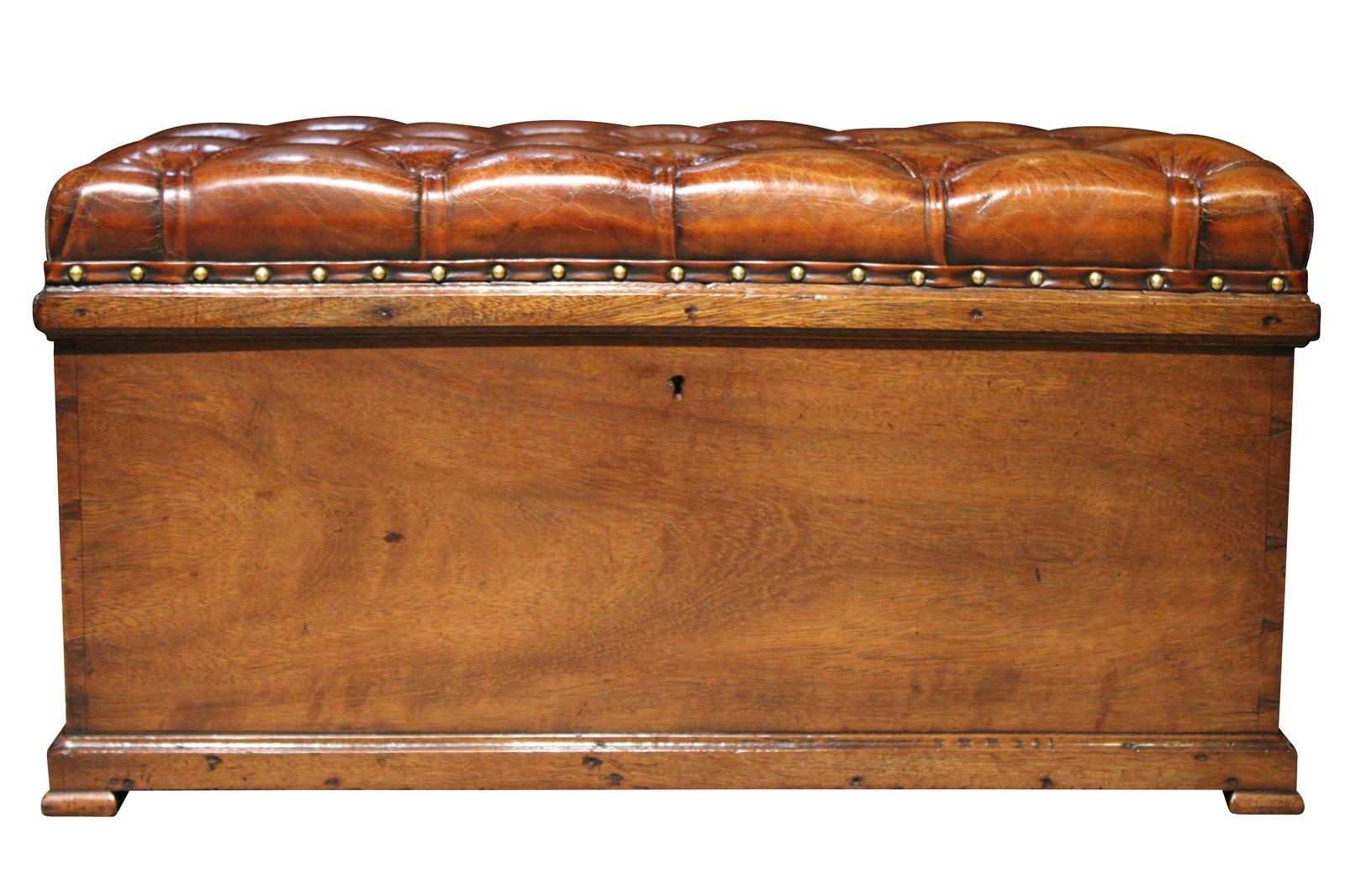 Leather Topped Ottoman (1 of 5) Leather Topped Ottoman (1 of 5)