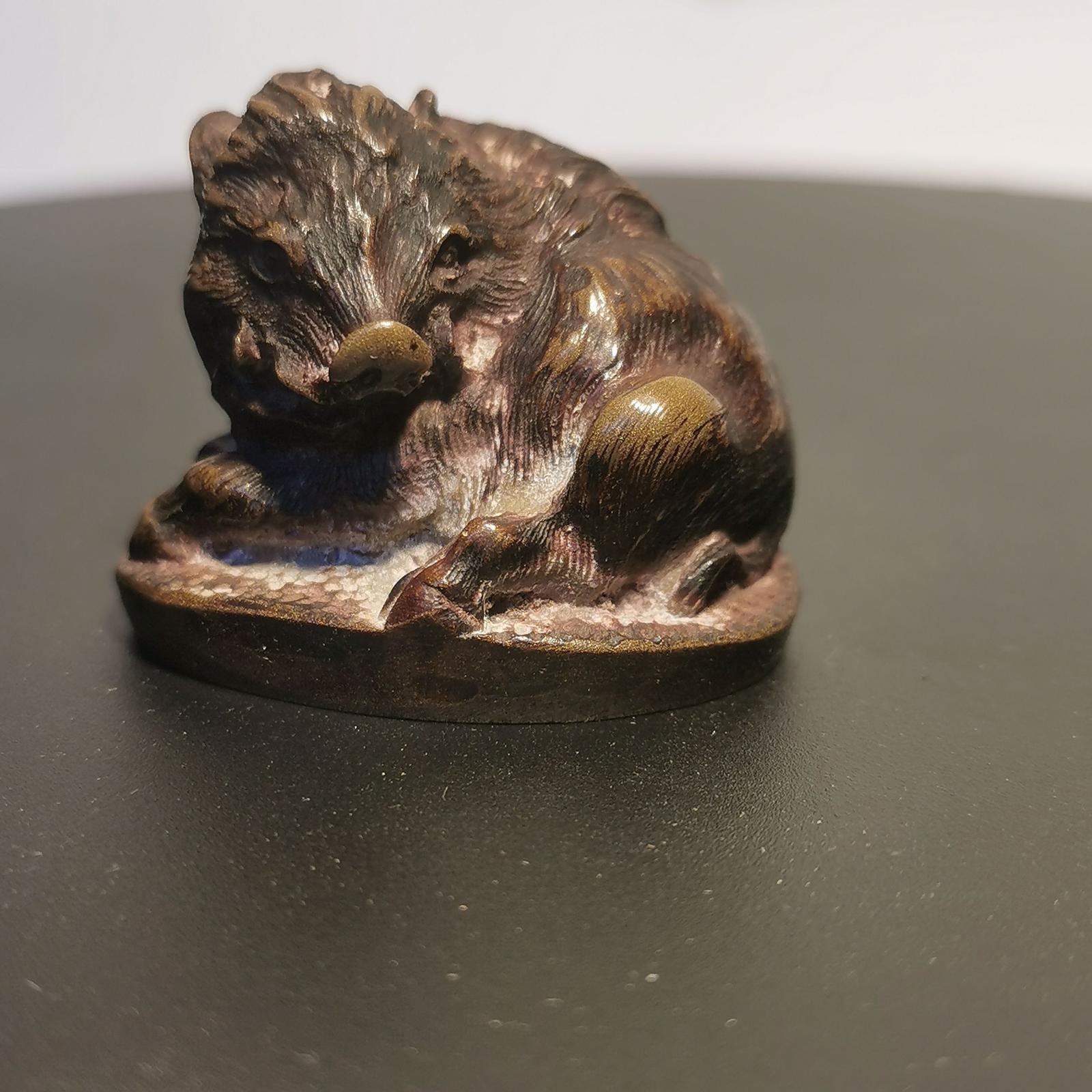 Bronze Netsuke Modeled as Wild Boar (1 of 2)