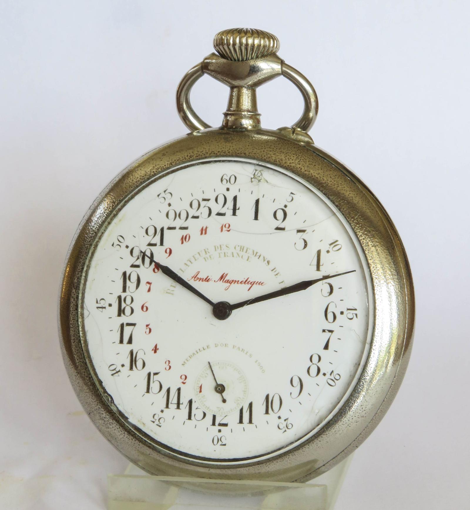Pocket Watch: Antique 24 Hour French Railway Regulator Watch (1 of 6)