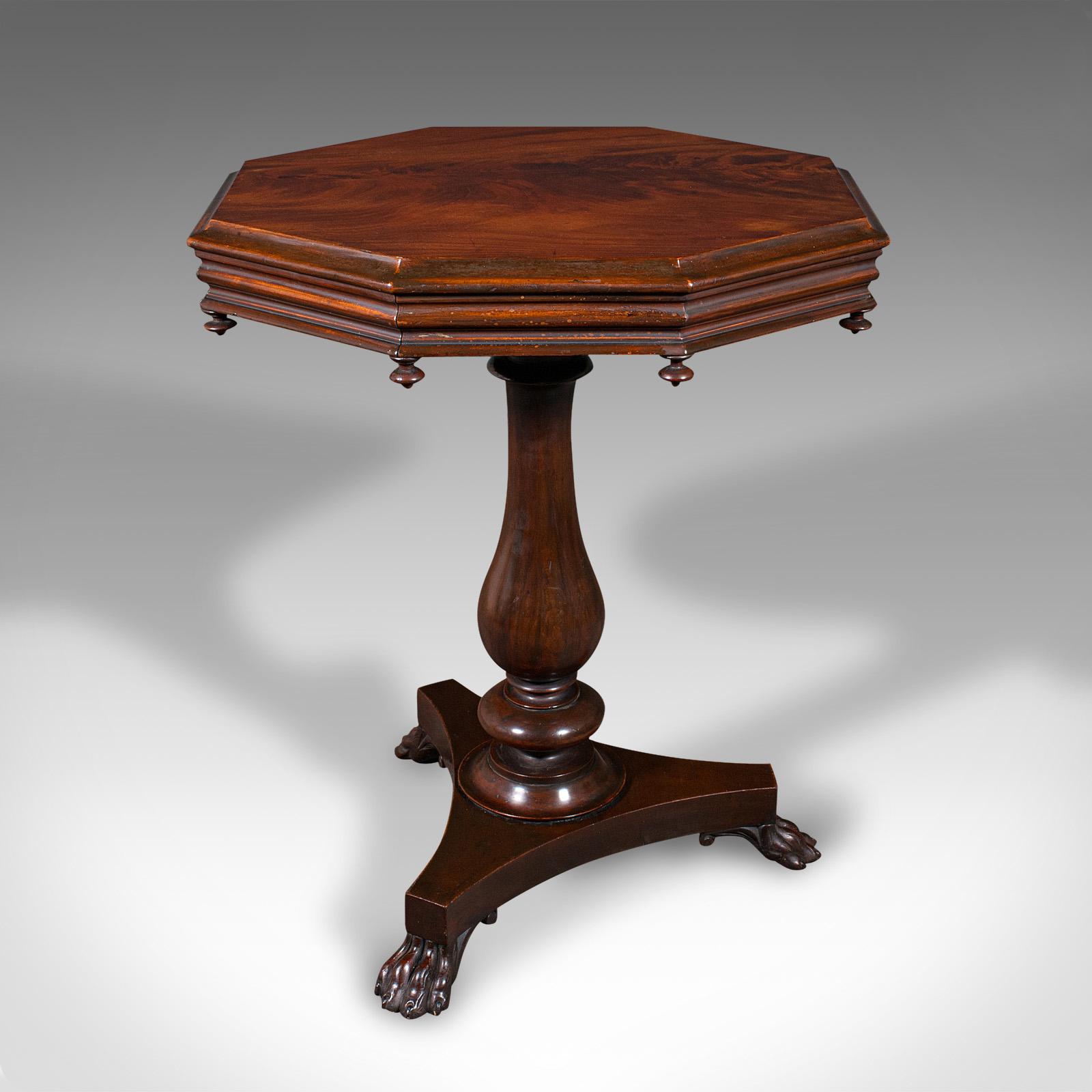 Antique Octagonal Wine Table, English, Flame, Lamp, Side - William IV c.1835 (1 of 9)