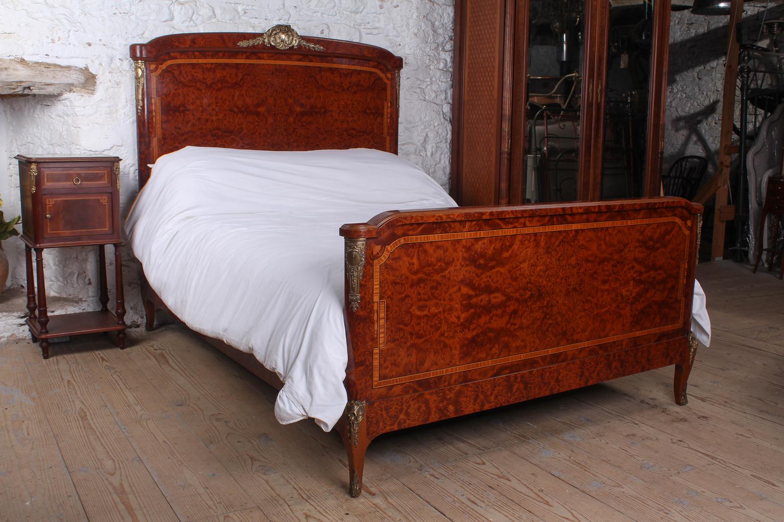 Handsome Mahogany Burr & Fruitwood Kingsize Bed (1 of 10)
