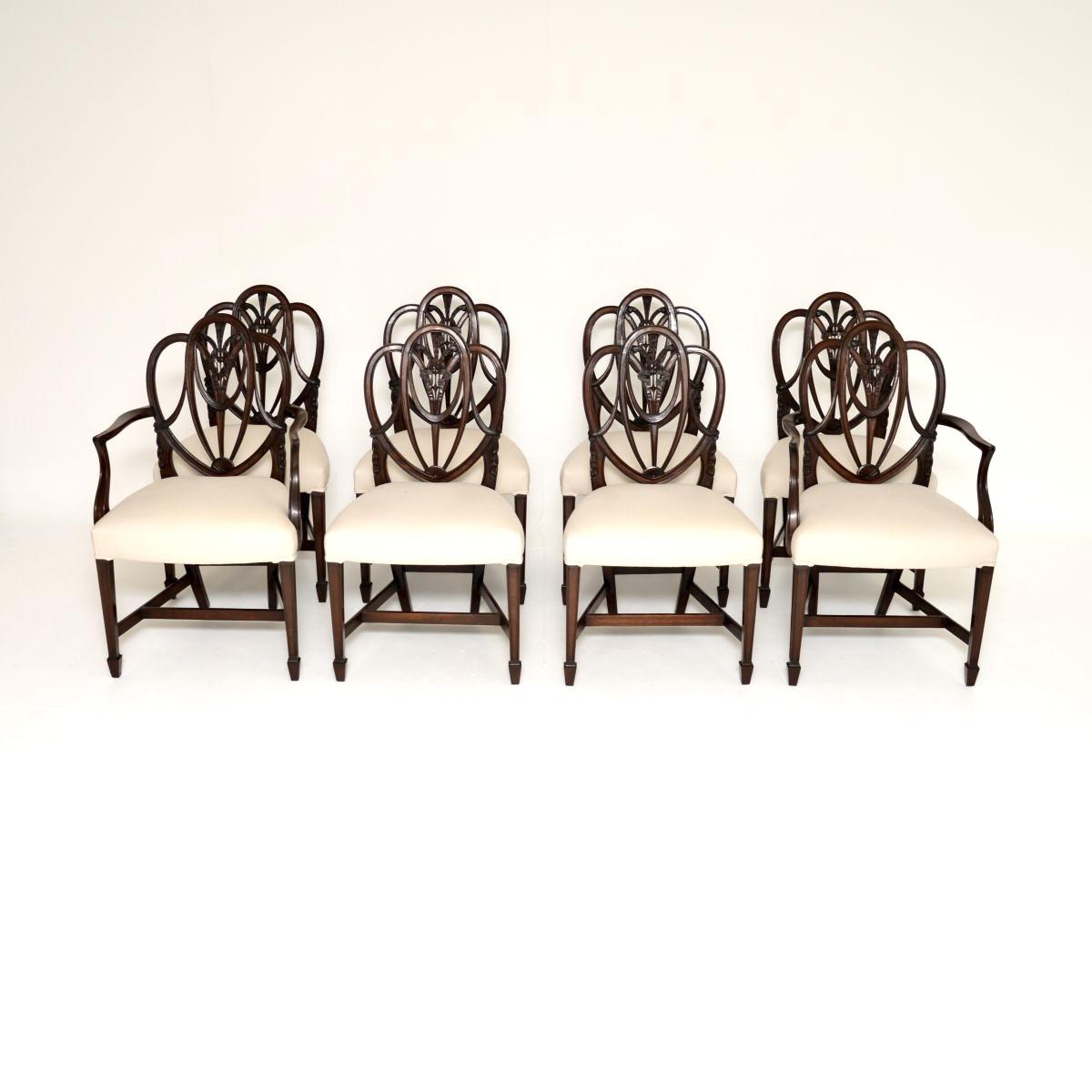 Set of Eight Antique Mahogany Shield Back Dining Chairs (1 of 15)