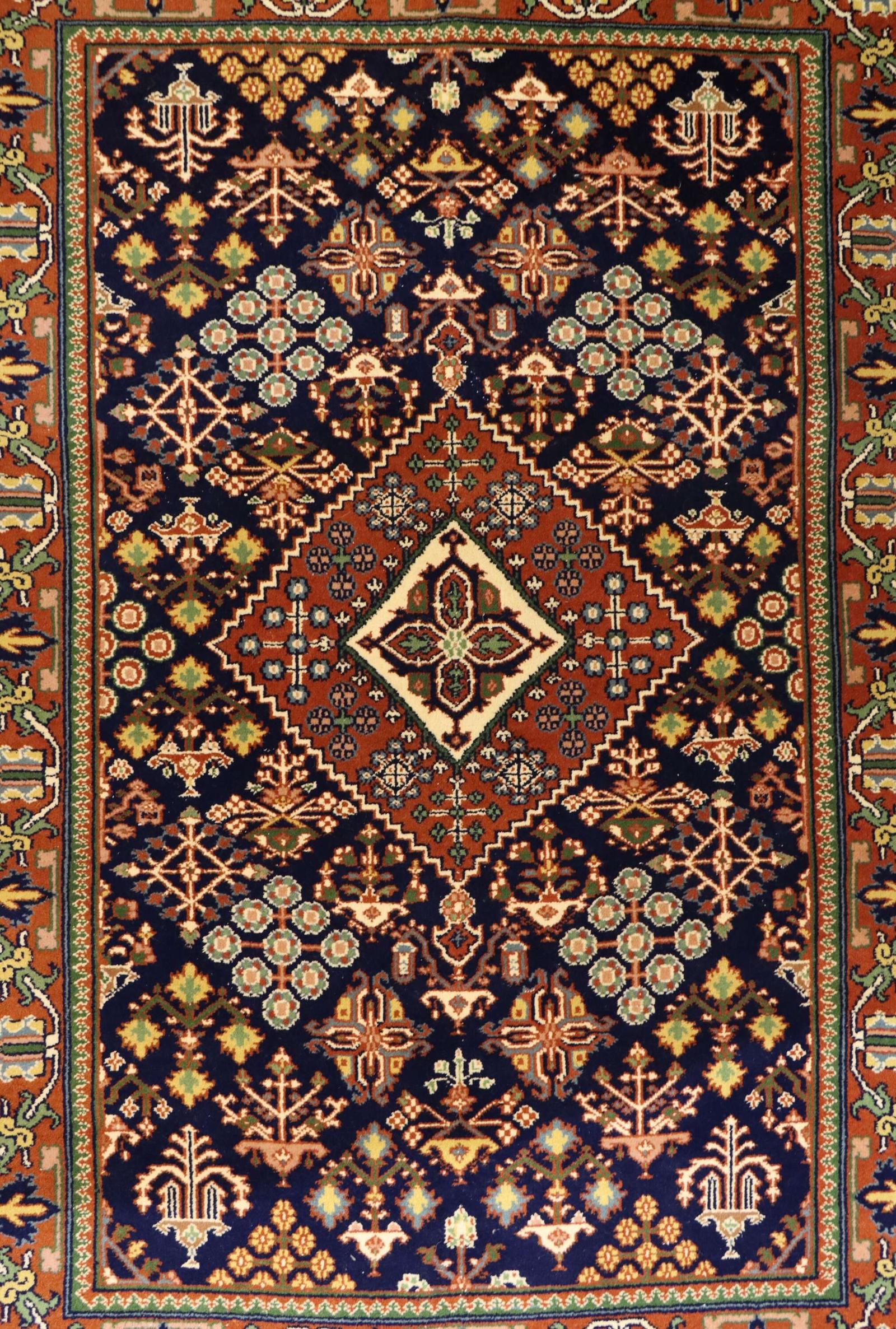 Persian Hand-Knotted Wool Rug, Geometric Medallion Design (1 of 4) Persian Hand-Knotted Wool Rug, Geometric Medallion Design (1 of 4)