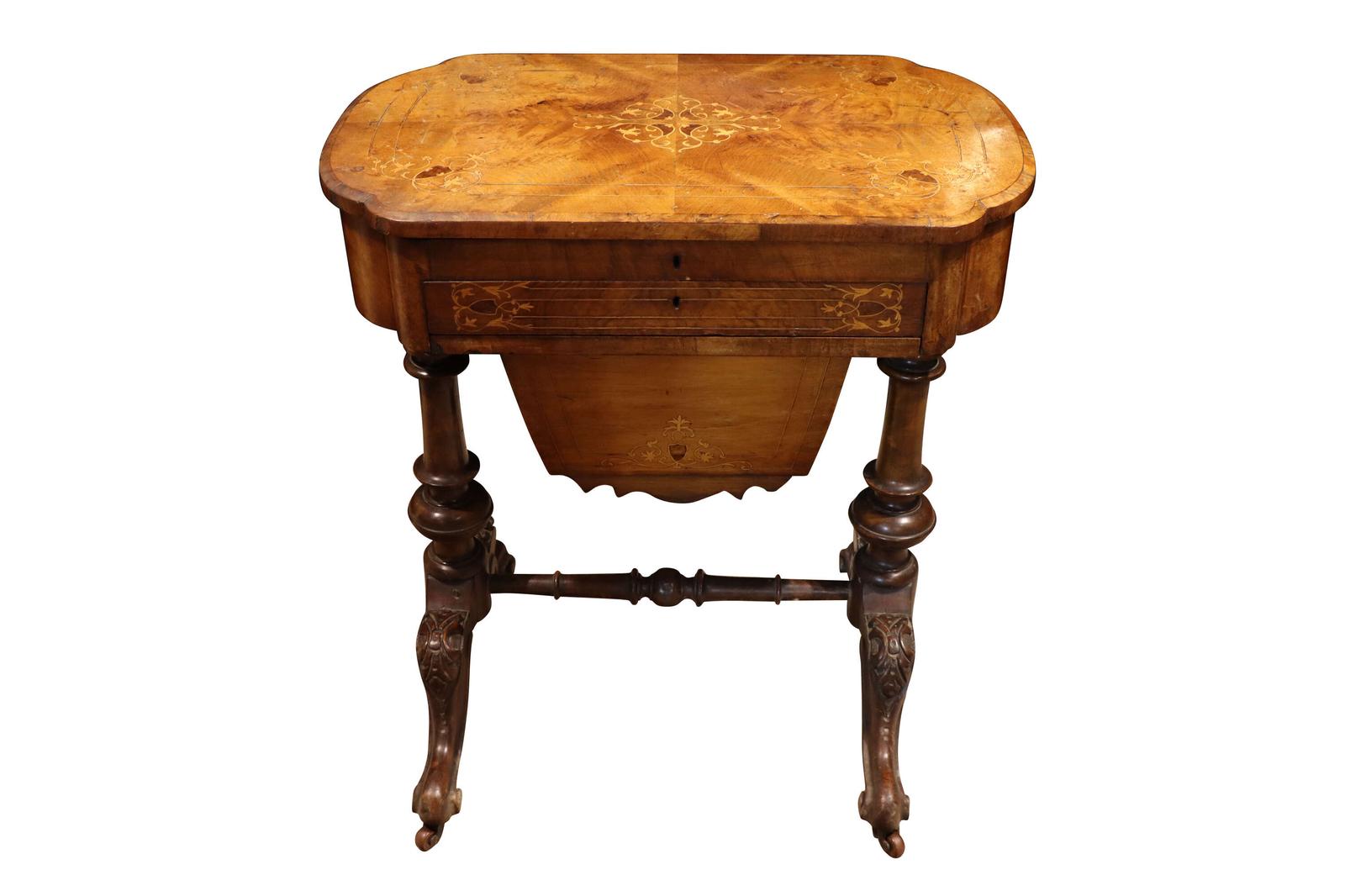 Victorian Walnut & Burr Walnut Inlaid Sewing & Work Table c.1870 (1 of 6) Victorian Walnut & Burr Walnut Inlaid Sewing & Work Table c.1870 (1 of 6)