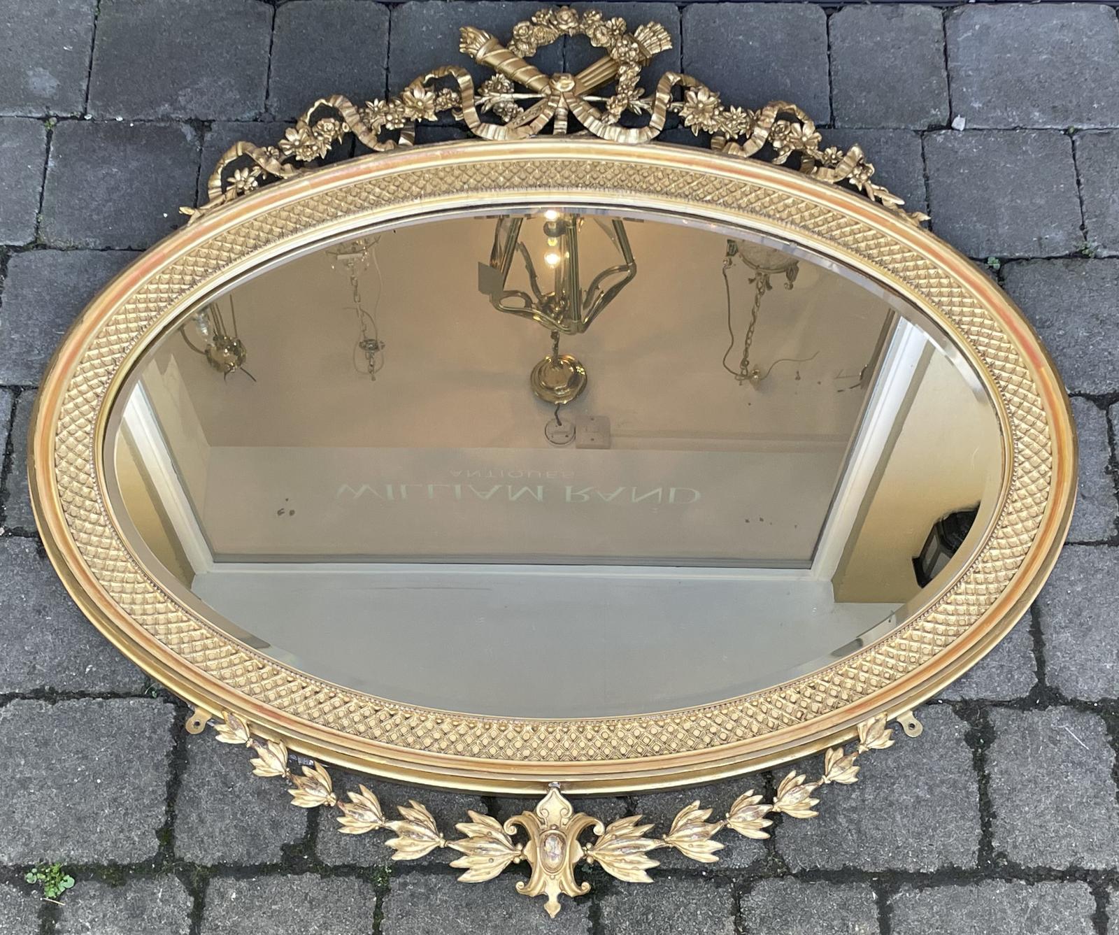 Quality French Giltwood & Gesso Oval Wall Mirror (1 of 7)