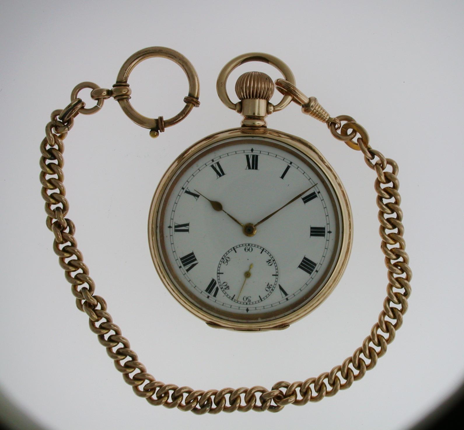 Gold Filled Open Face Pocket Watch with Gold Filled Chain Swiss 1925 Ald Case (1 of 7) Gold Filled Open Face Pocket Watch with Gold Filled Chain Swiss 1925 Ald Case (1 of 7)