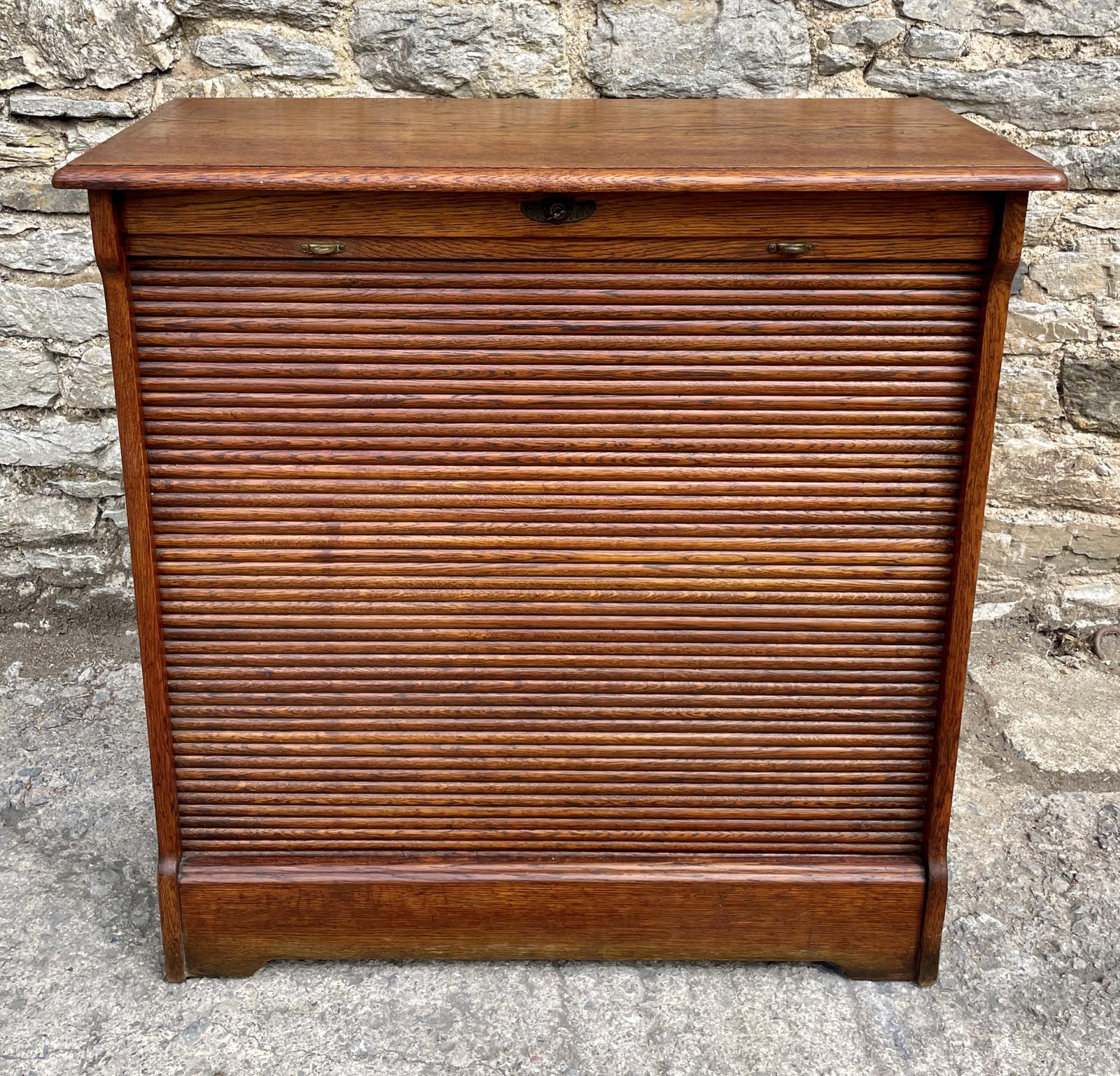Antique Oak Tambour Filing Cabinet (1 of 15)