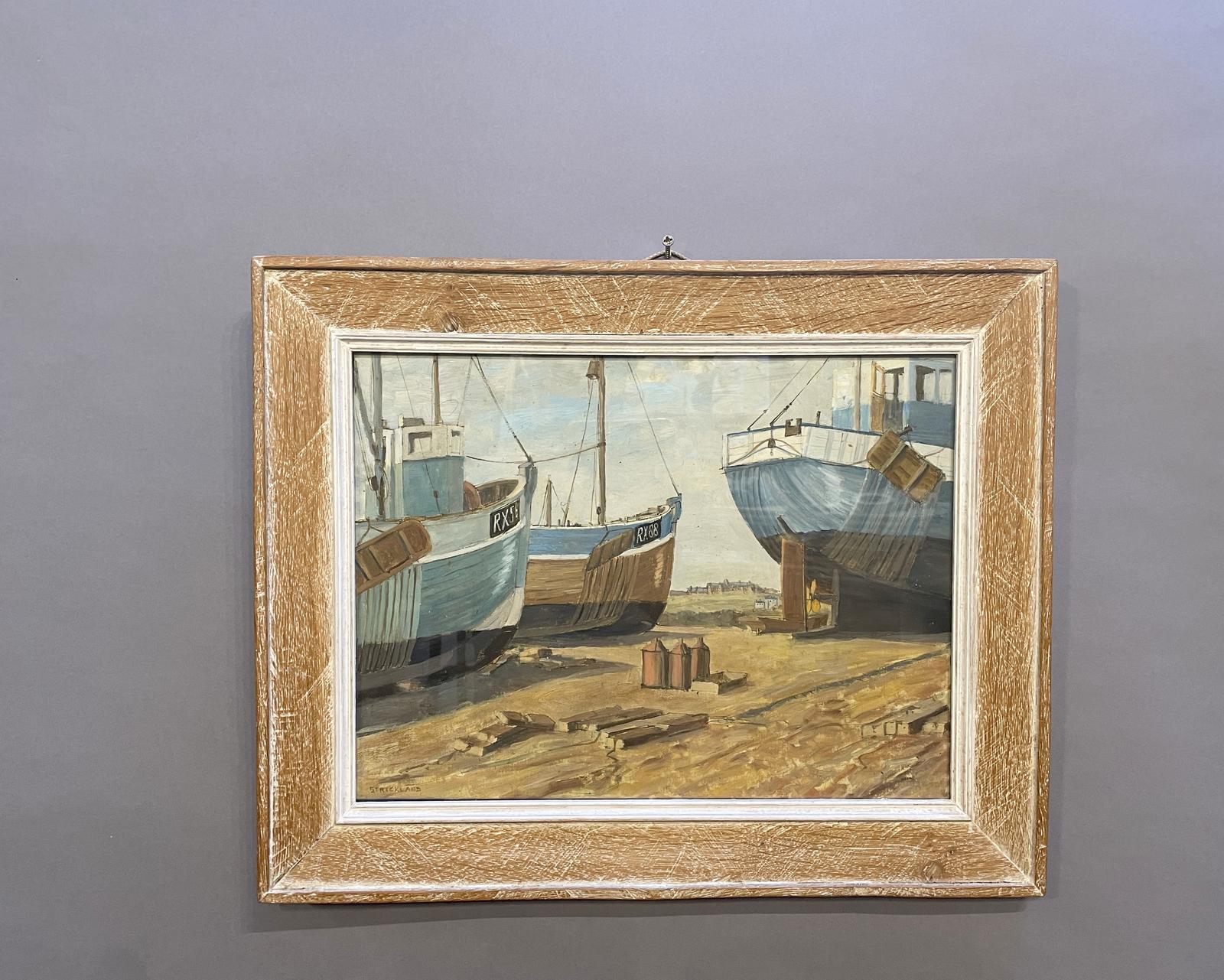 Oil on Board - Boat Yard - Signed (1 of 6)