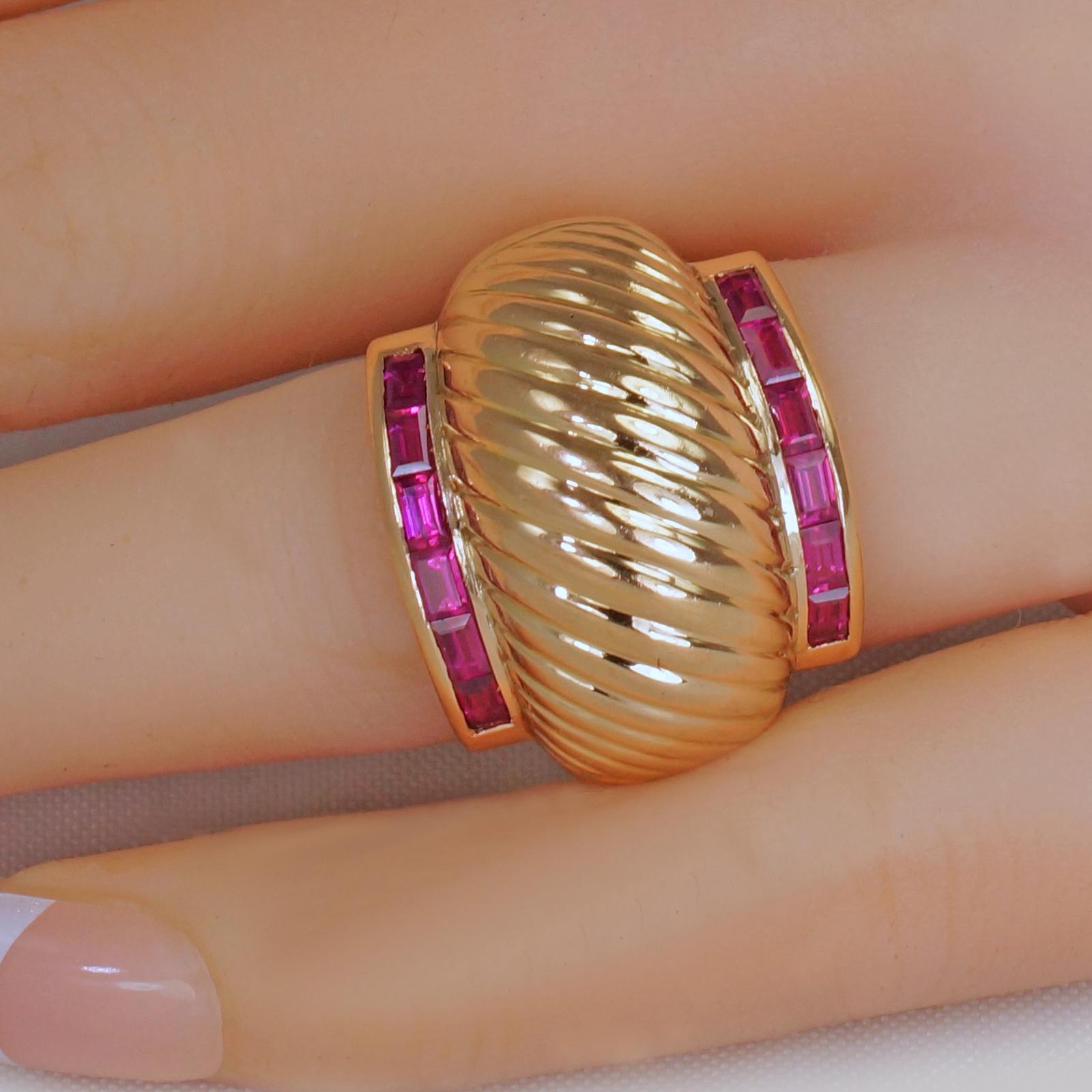 Retro Ruby Ring 18ct Gold 1940s Huge Vintage French Dress Ring Large Cocktail Ring (1 of 15)