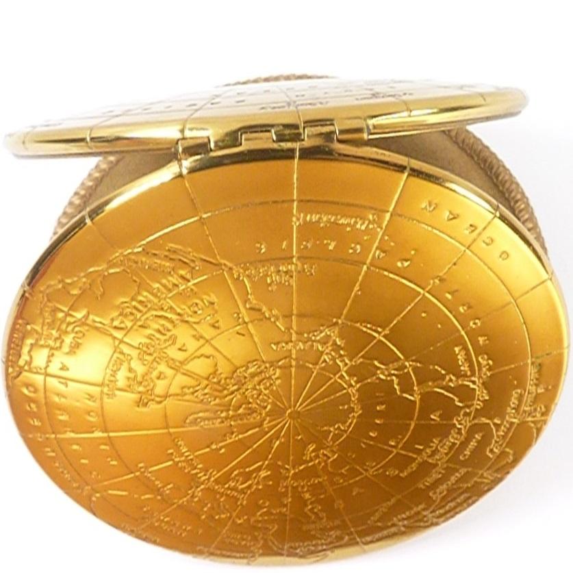 Gilded Kigu World Map Powder Compact 1950s (1 of 7)