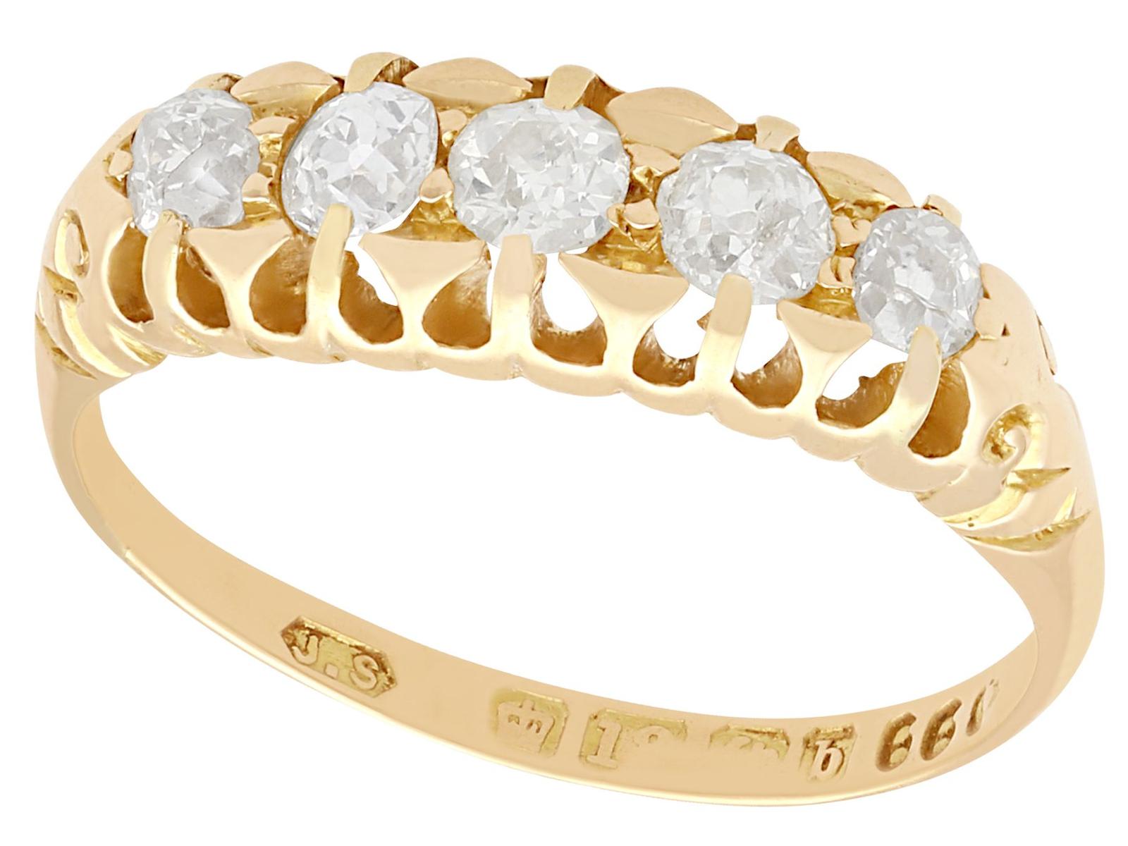 0.65ct Diamond & 18ct Yellow Gold Dress Ring - Antique 1901 (1 of 9)