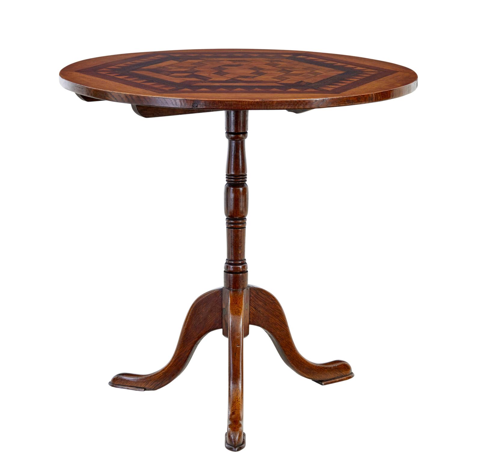19th Century Inlaid Oak Round Occasional Table (1 of 7)