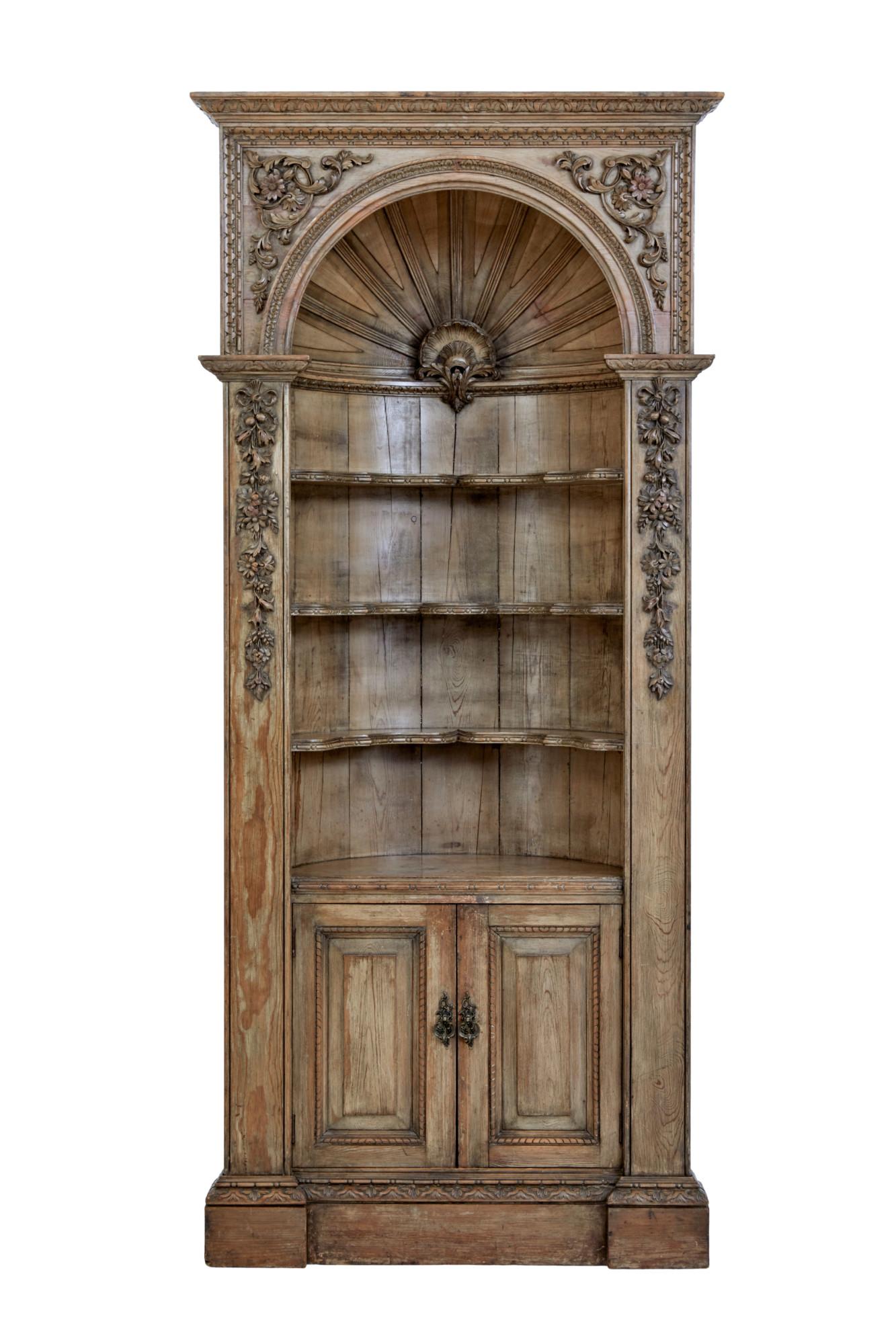 Mid 18th Century Carved Pine Dome Top Fitted Cabinet (1 of 10)