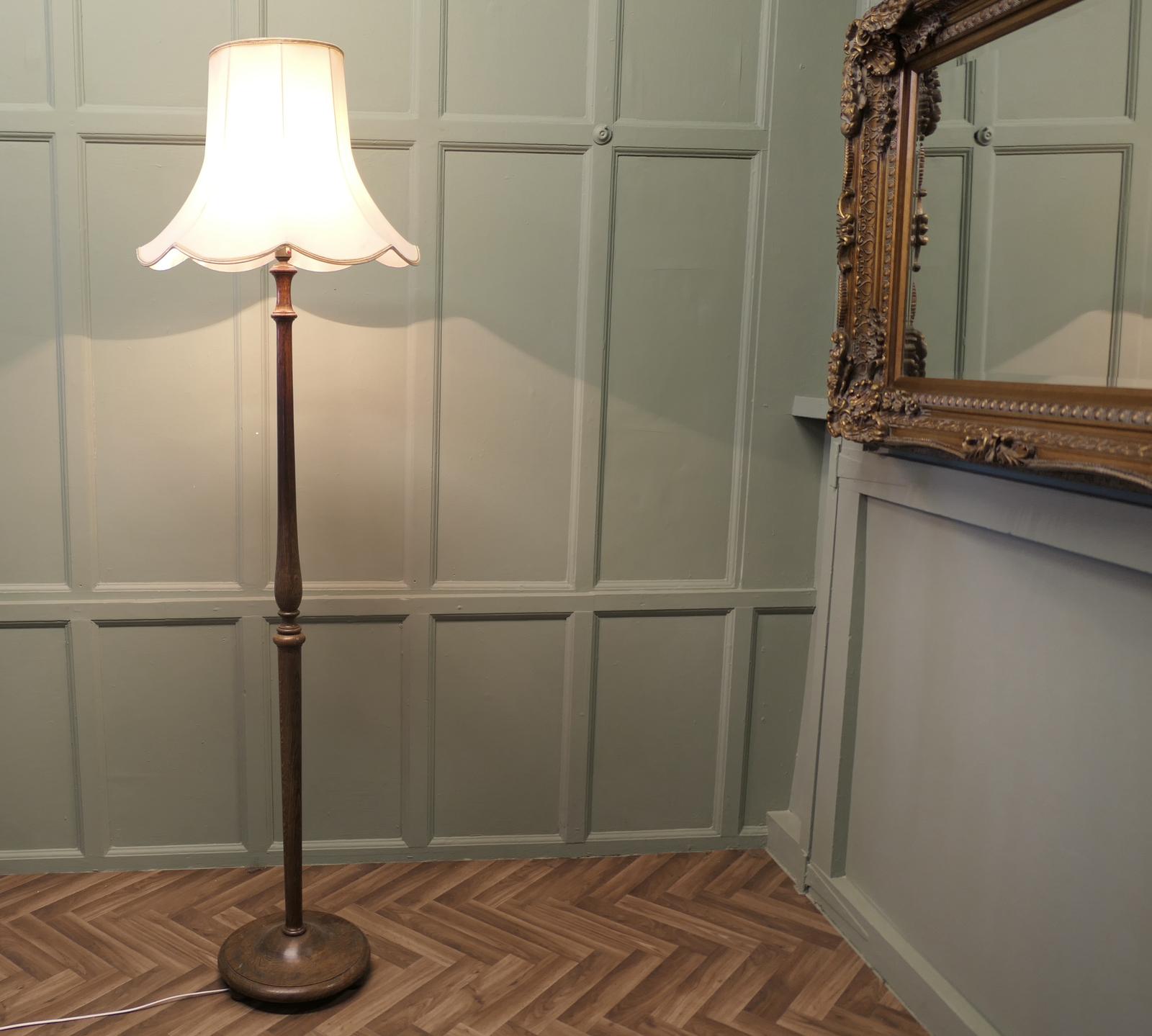 Tall Oak Floor Lamp, Standard Lamp (1 of 5)