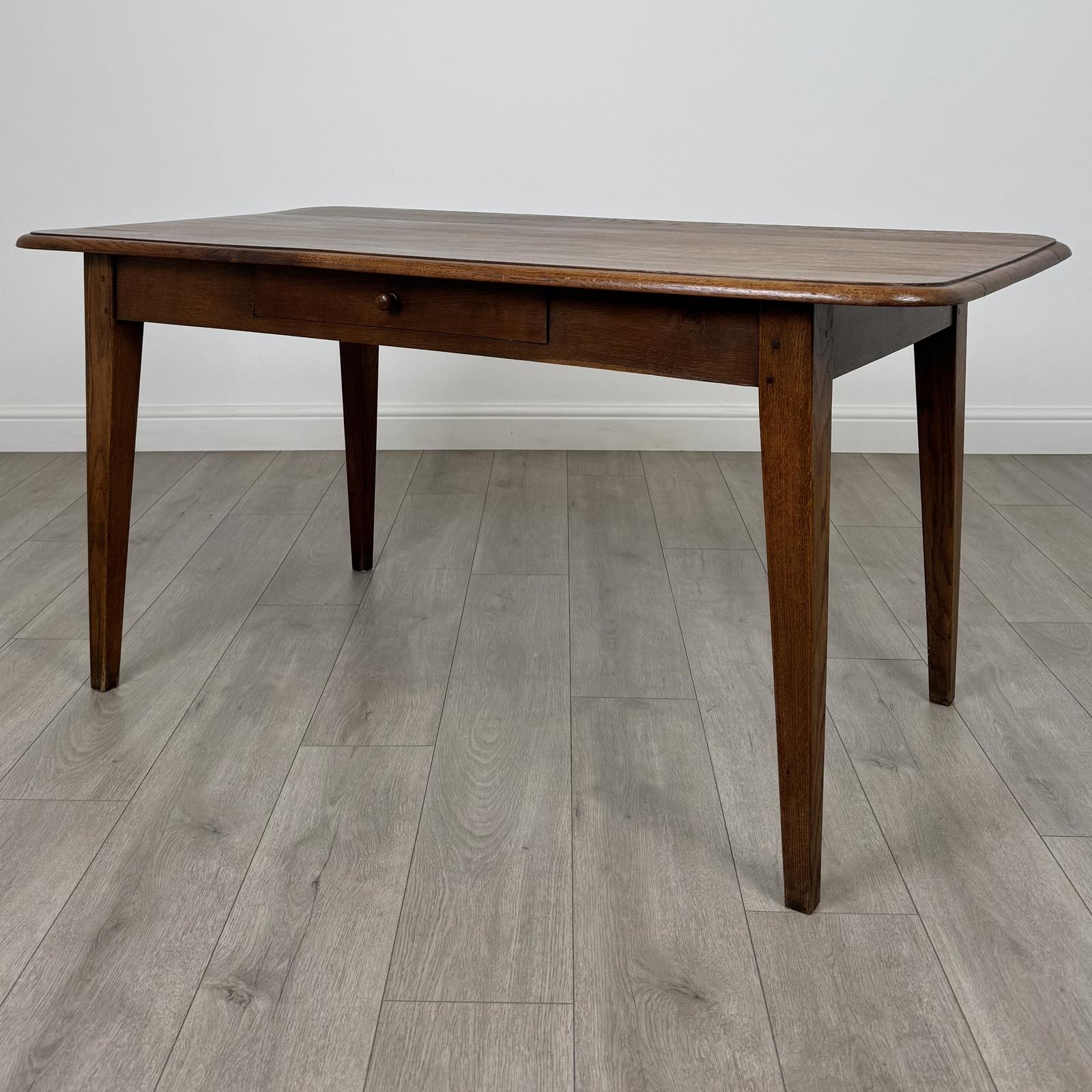 Antique 20th Century Good Quality Oak Dining Table With Drawer (1 of 8) Antique 20th Century Good Quality Oak Dining Table With Drawer (1 of 8)