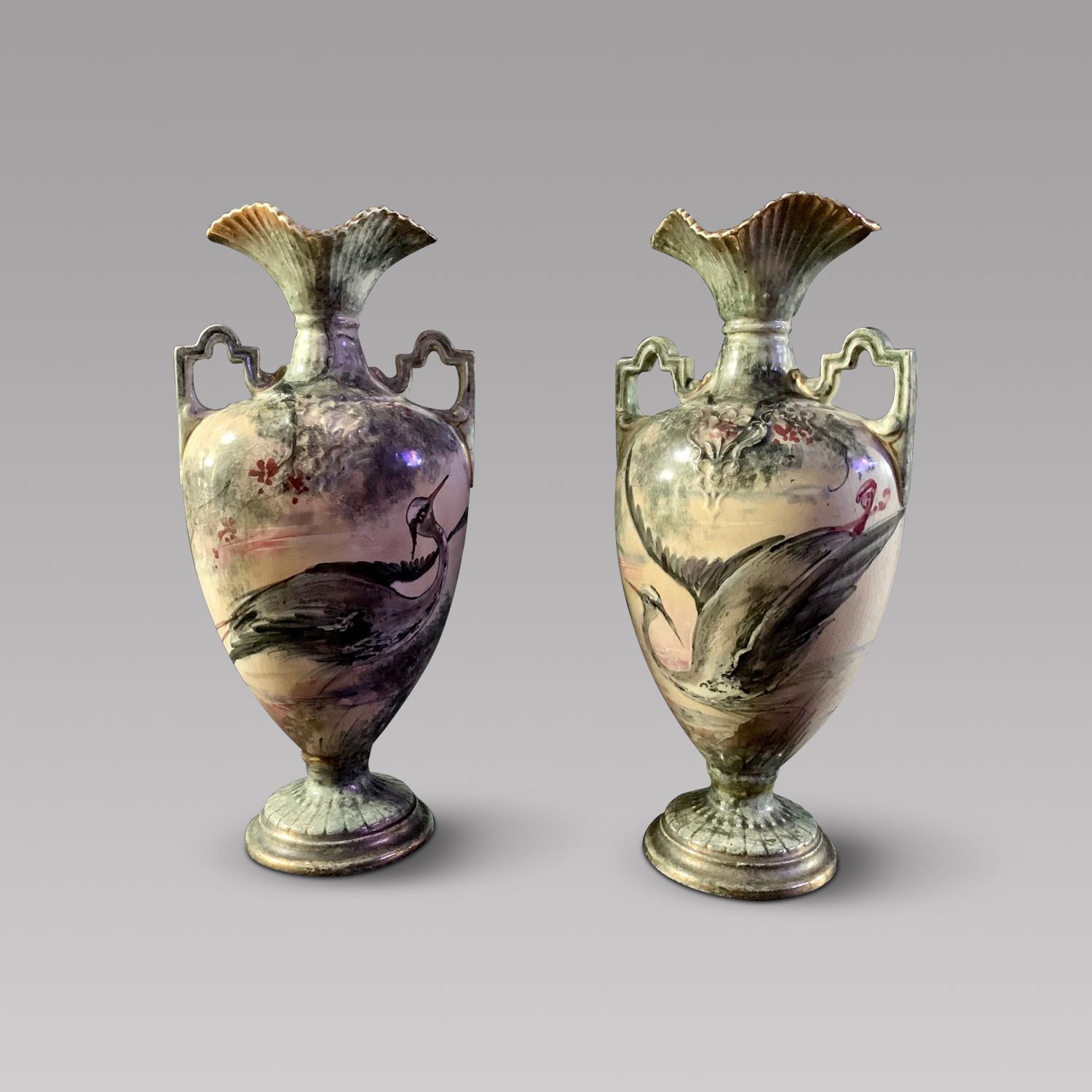 Pair of Art Nouveau Hand Painted Vases (1 of 6) Pair of Art Nouveau Hand Painted Vases (1 of 6)