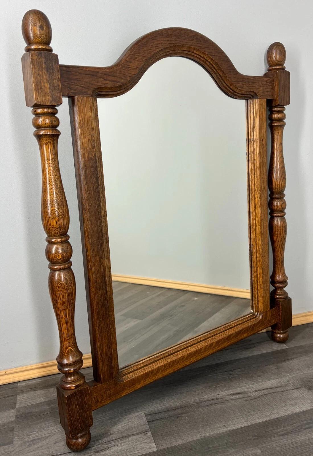 Mirror Vintage French Oak Wall Mirror Turned Spindle Frame (1 of 6) Mirror Vintage French Oak Wall Mirror Turned Spindle Frame (1 of 6)