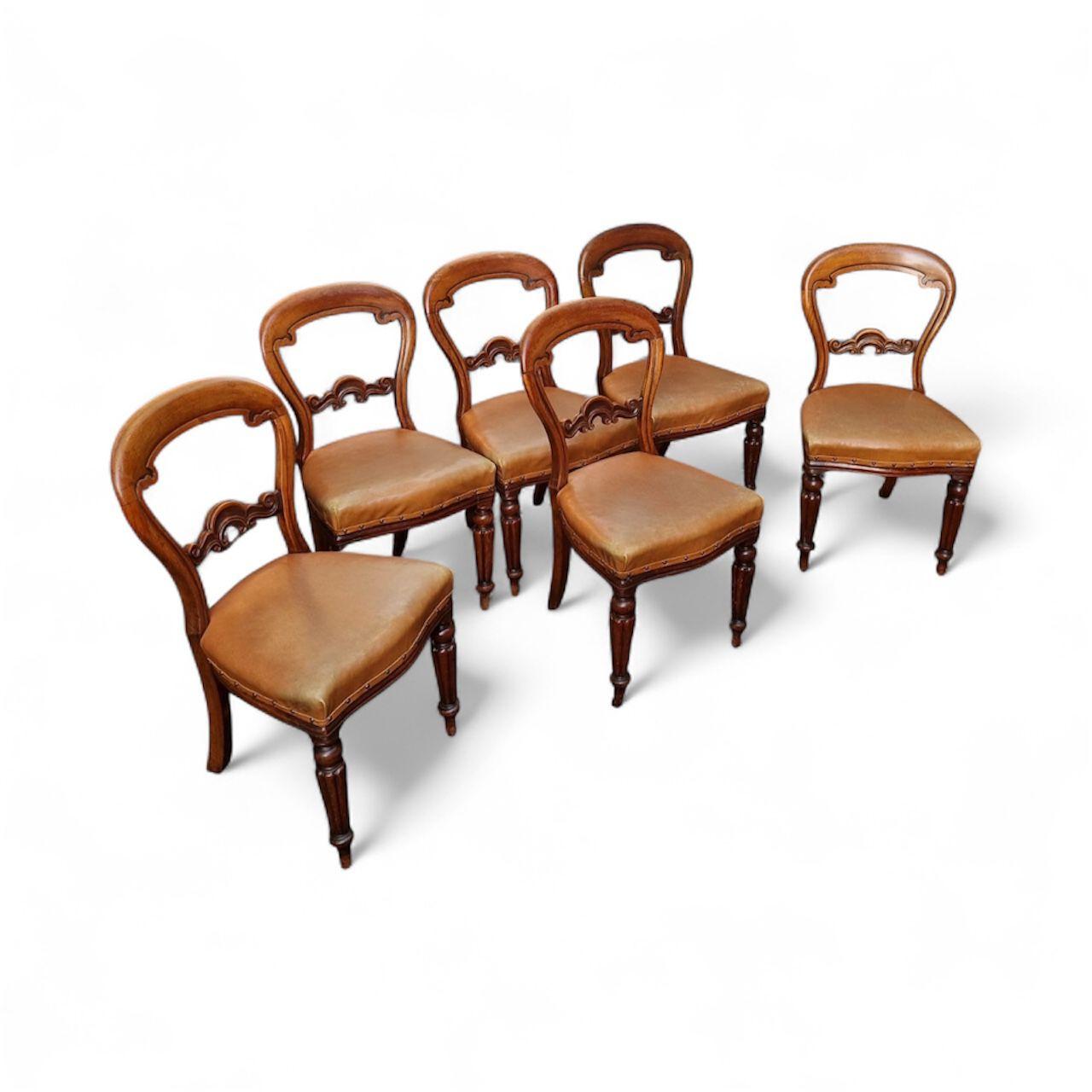 Antique Victorian Balloon Back Dining Chairs / Set of 6  / c.1880 (1 of 13)