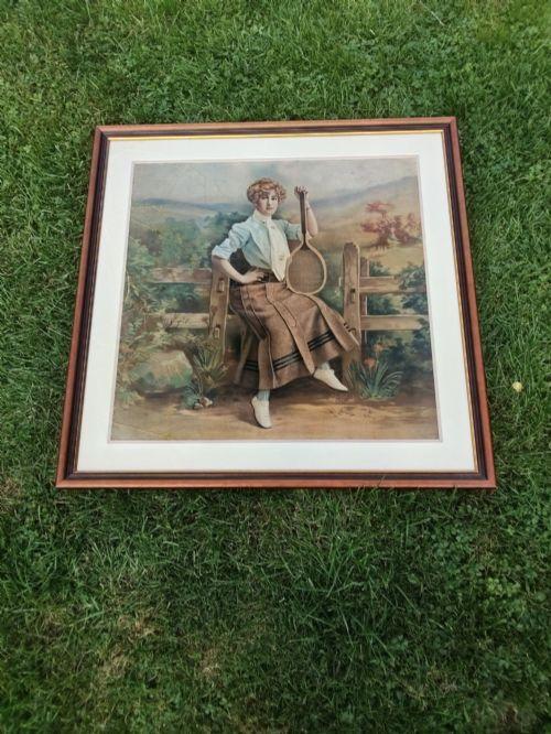 Edwardian Lady Tennis Player Tapestry - Frame & Glazed (1 of 5) Edwardian Lady Tennis Player Tapestry - Frame & Glazed (1 of 5)