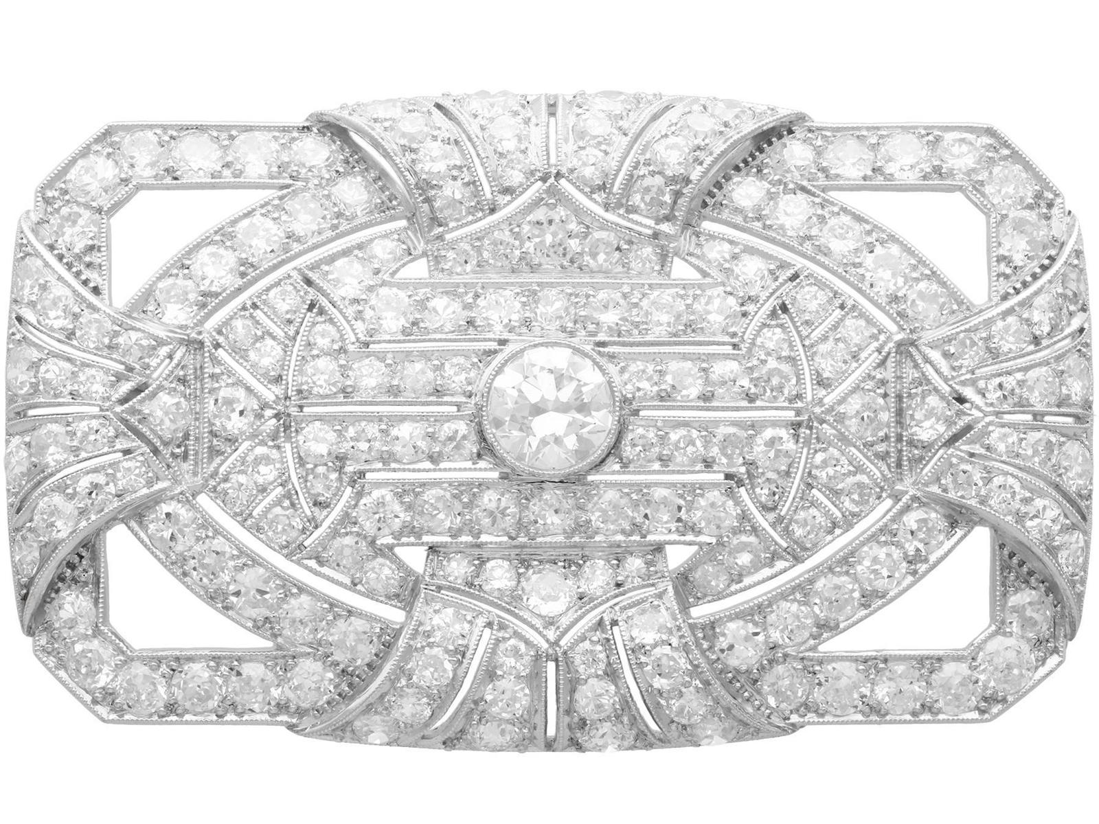8.13ct Diamond & Platinum Brooch - Art Deco c.1935 (1 of 12)