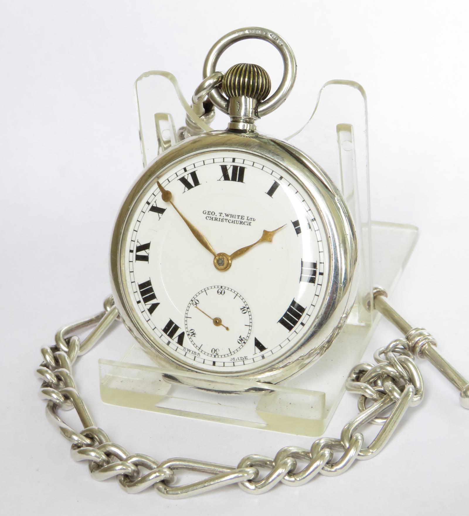 Silver 1923 Buren Pocket Watch & Chain (1 of 4) Silver 1923 Buren Pocket Watch & Chain (1 of 4)